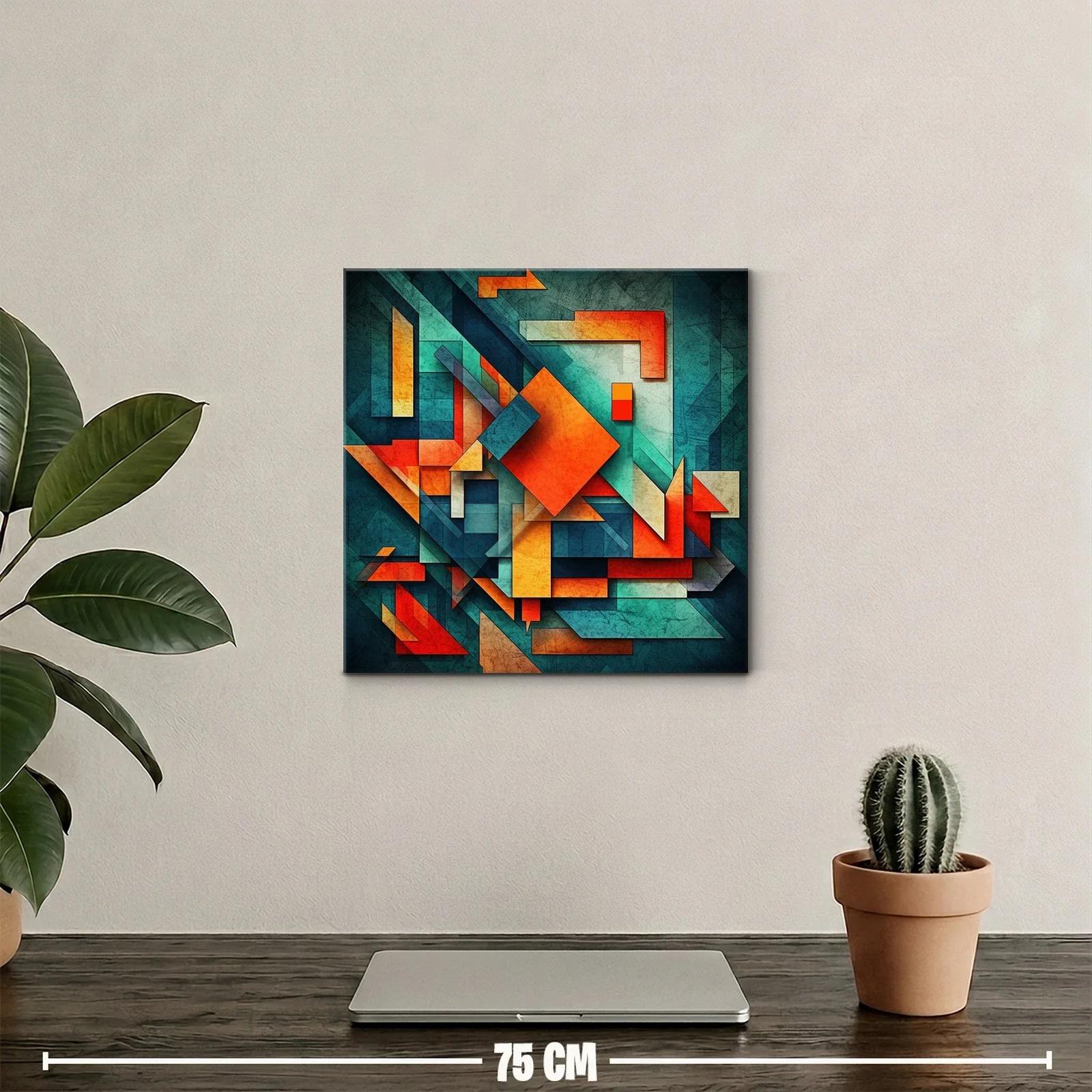 Composición abstracta vibrante en tonos naranja y azul — miniatura 2