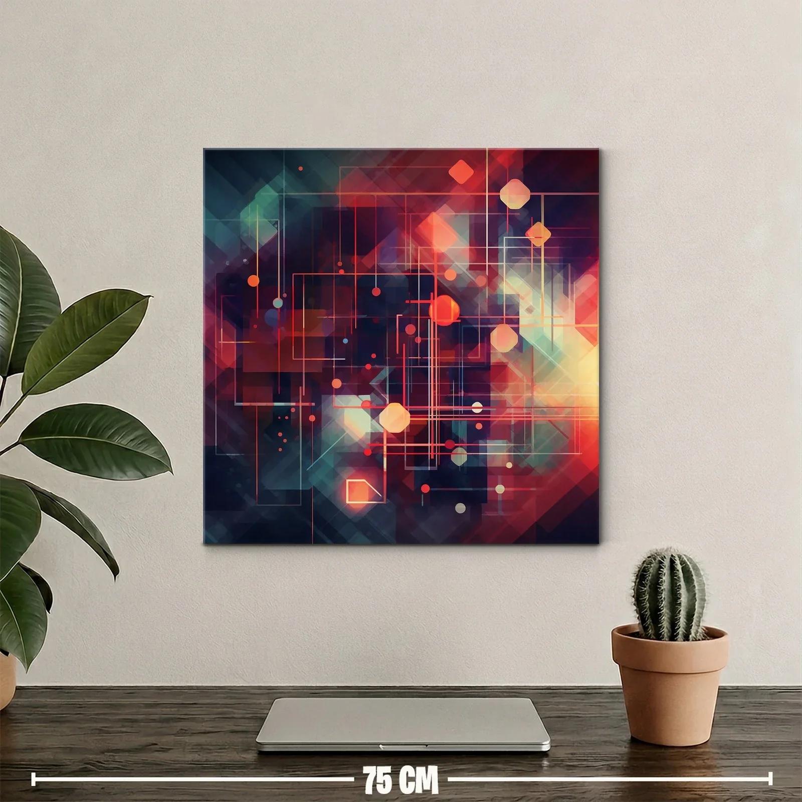 Cuadro abstracto con formas geométricas y luces vibrantes — miniatura 2
