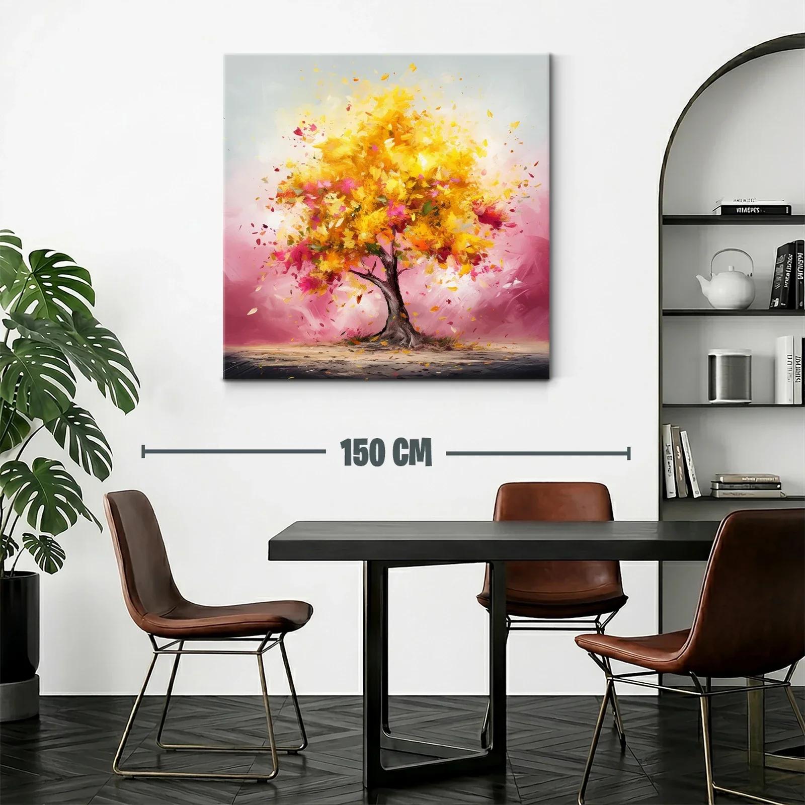 Árbol vibrante con hojas doradas y rosas en movimiento — miniatura 2