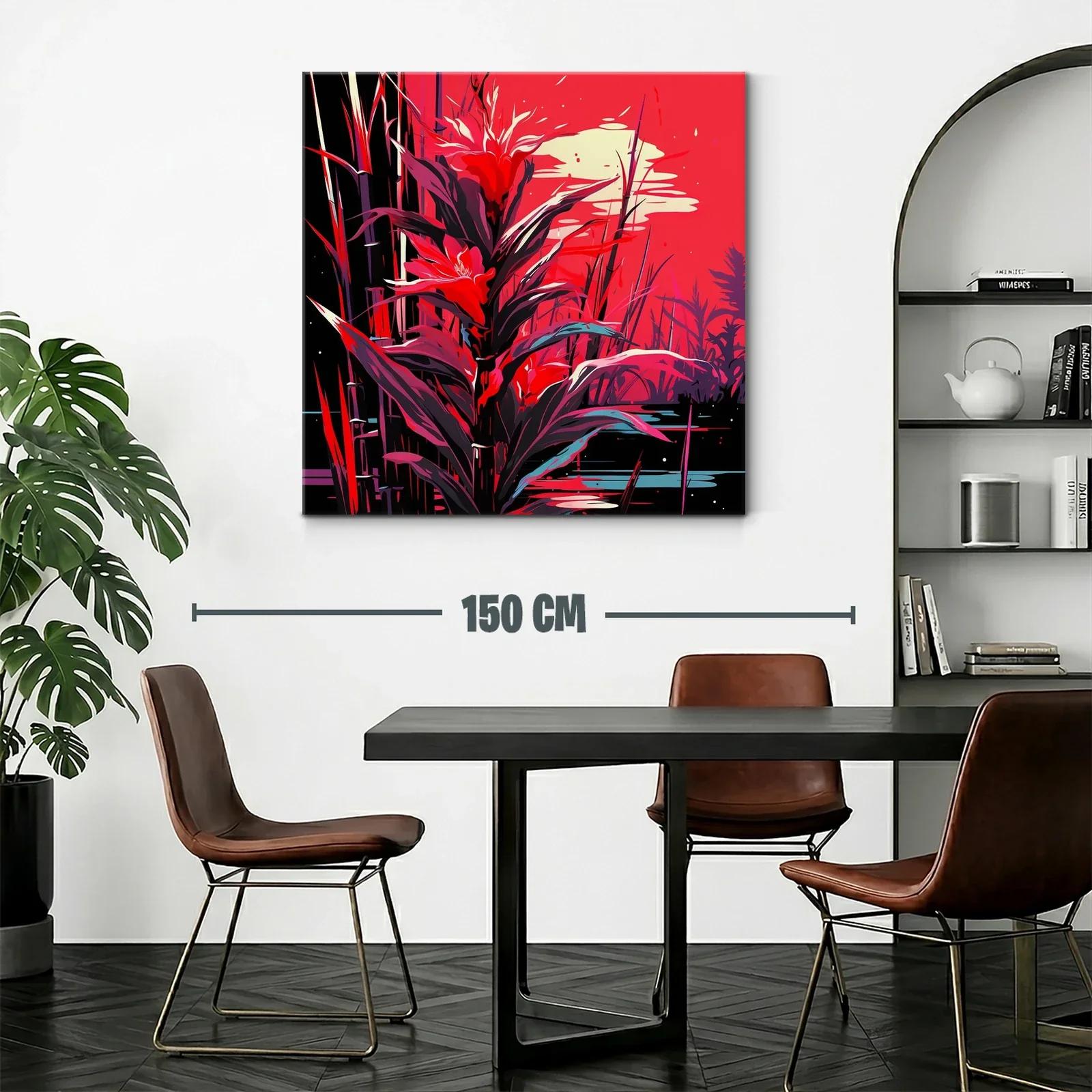 Cuadro vibrante de flora exótica en tonos rojos intensos — miniatura 2