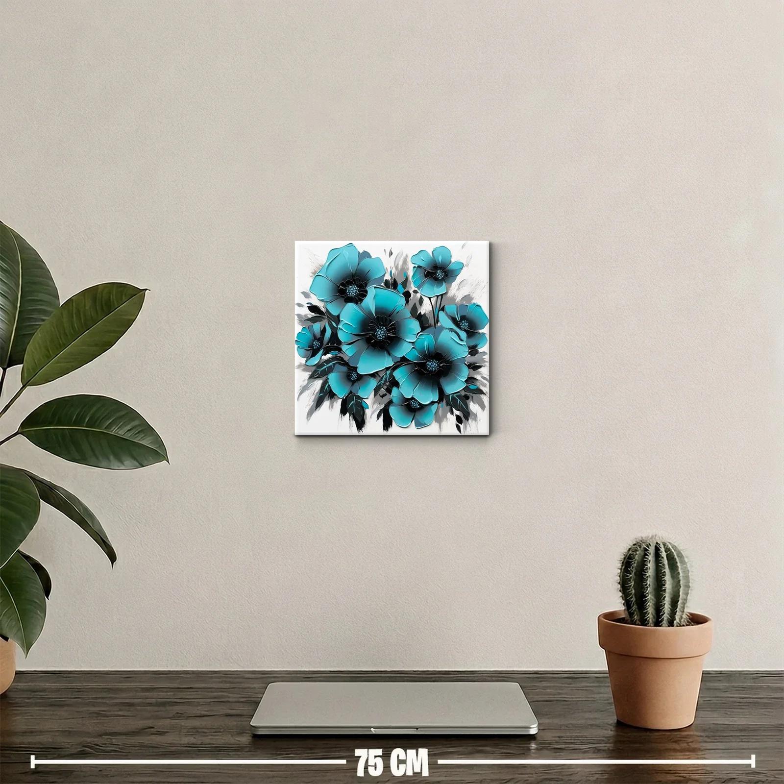Impresionante cuadro decorativo con flores azules vibrantes — miniatura 2