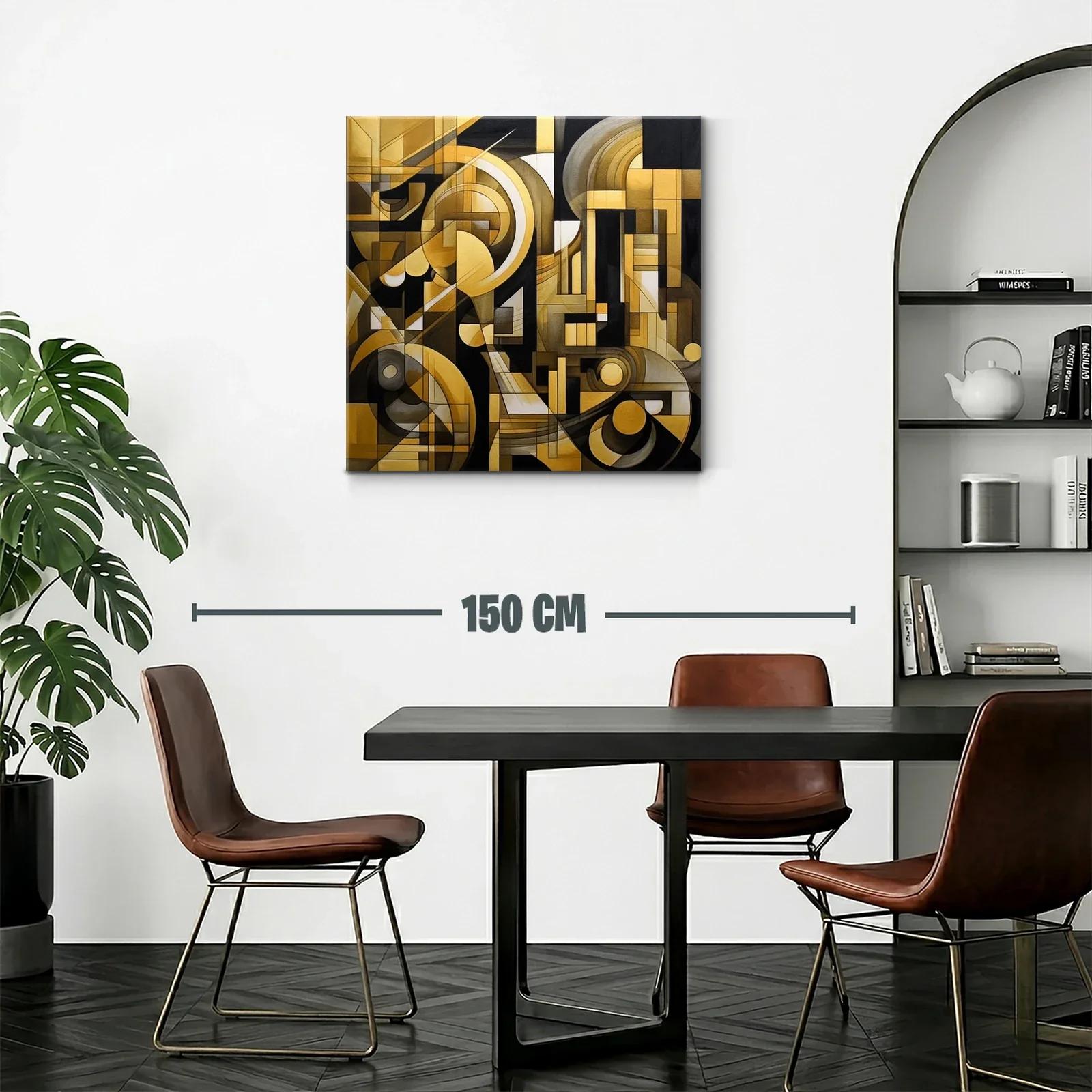 Composición geométrica abstracta en tonos dorados y negros — miniatura 2