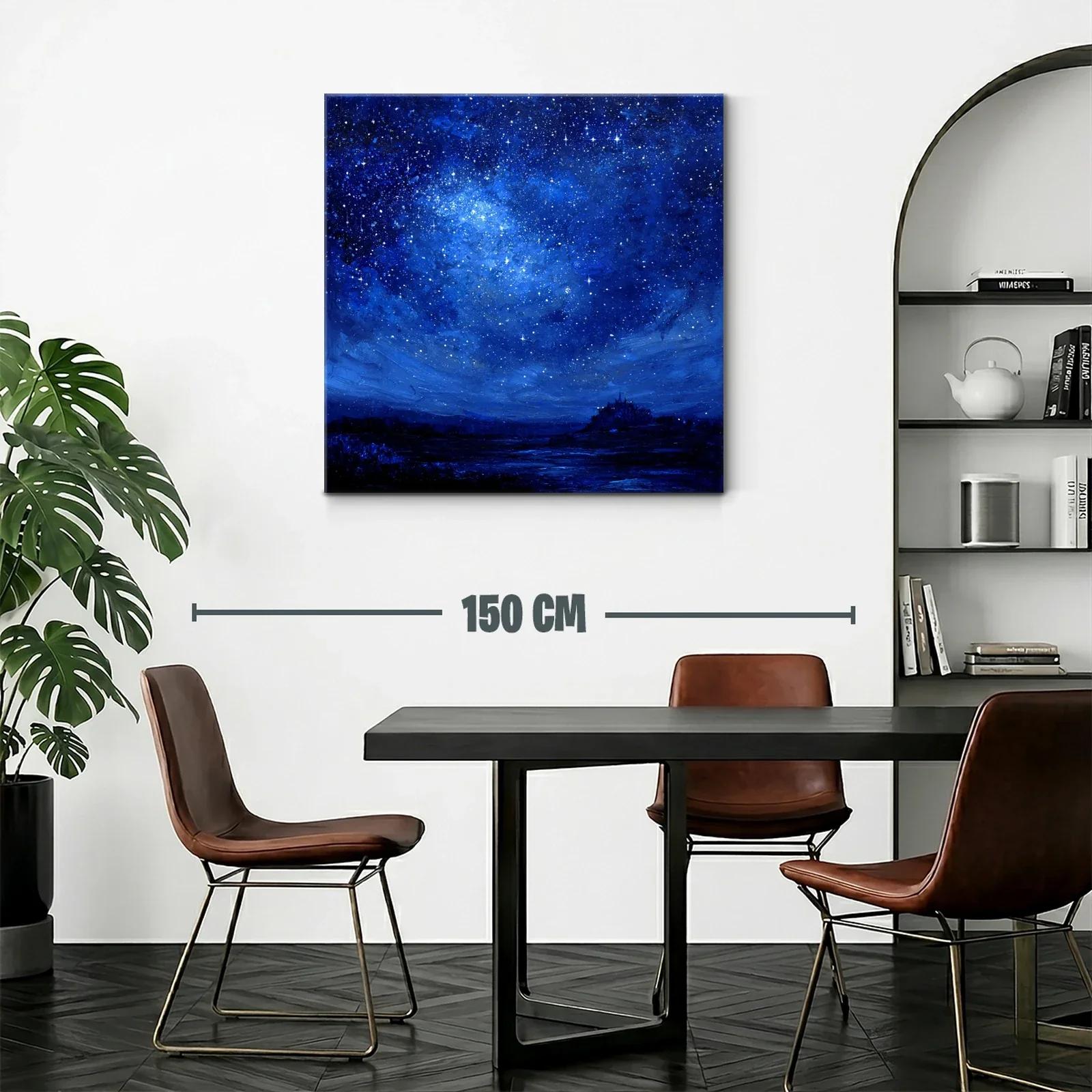 Cielo Estrellado Nocturno con Silueta de Paisaje — miniatura 2