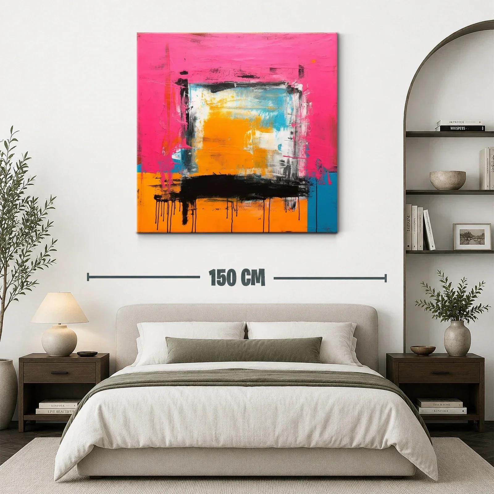 Cuadro abstracto con vibrantes tonos rosa y naranja — miniatura 3