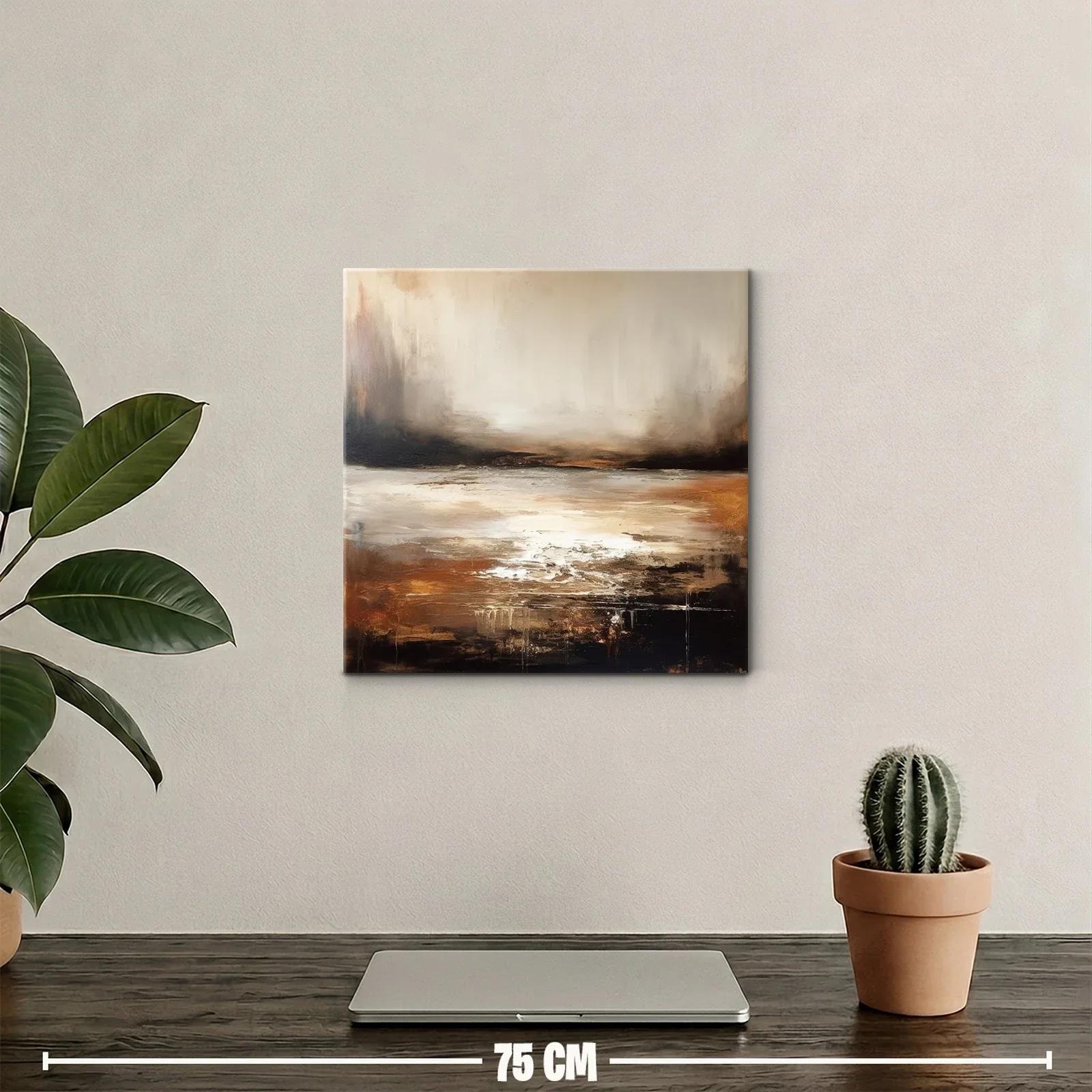 Cuadro abstracto con tonos tierra y atmósfera envolvente — miniatura 2