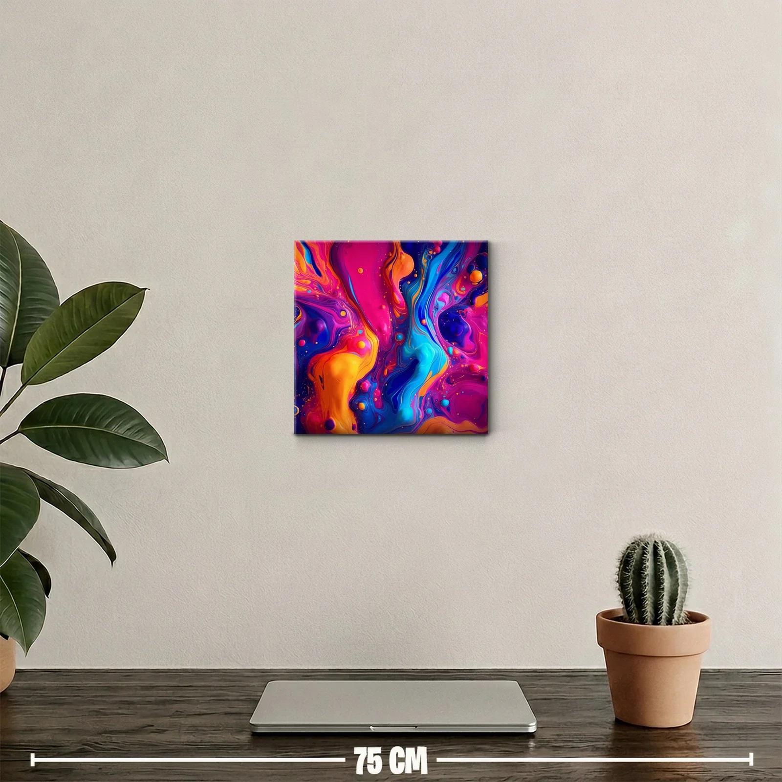 Cuadro abstracto con explosión de colores vibrantes — miniatura 2