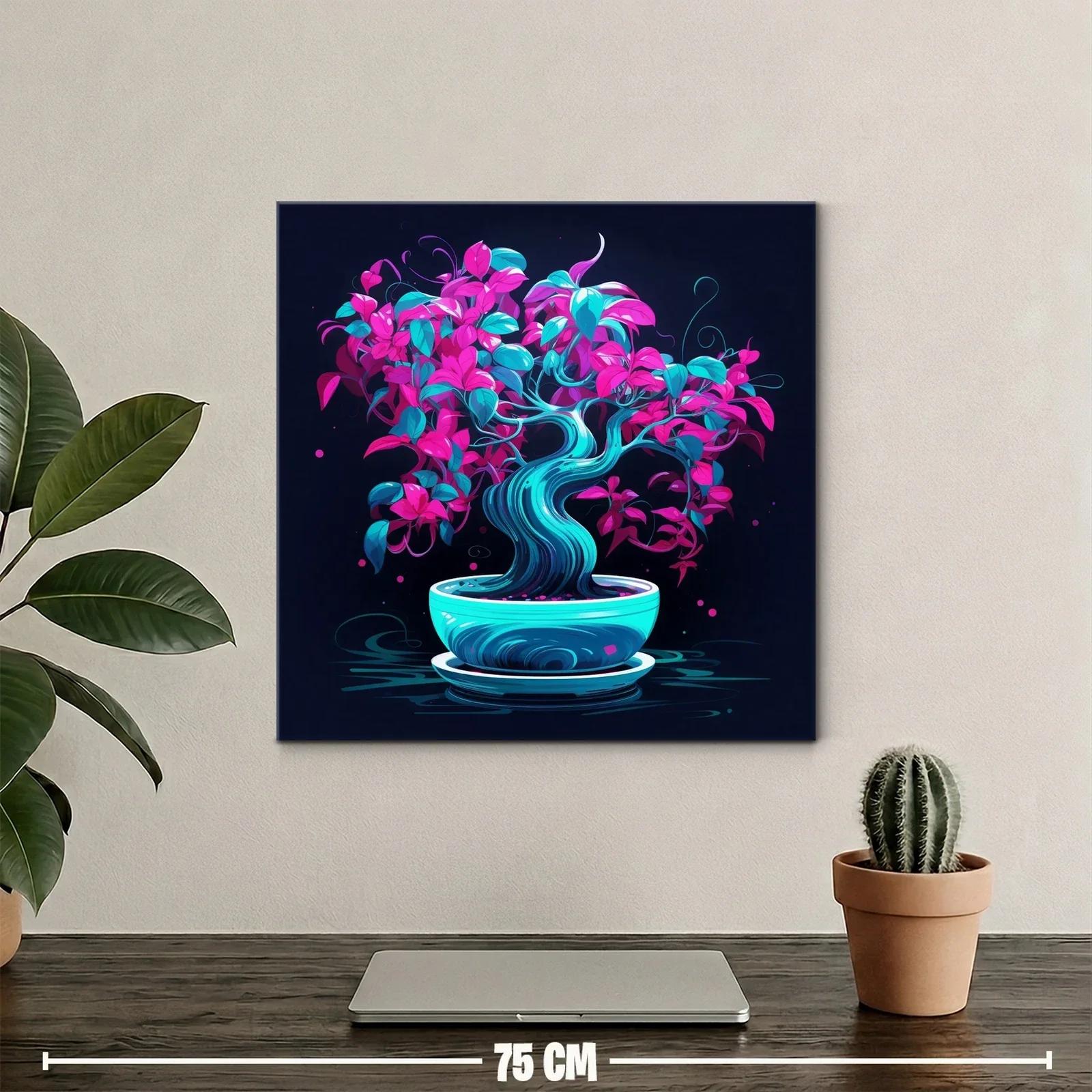 Bonsái vibrante con hojas en tonos fucsias y turquesas — miniatura 2
