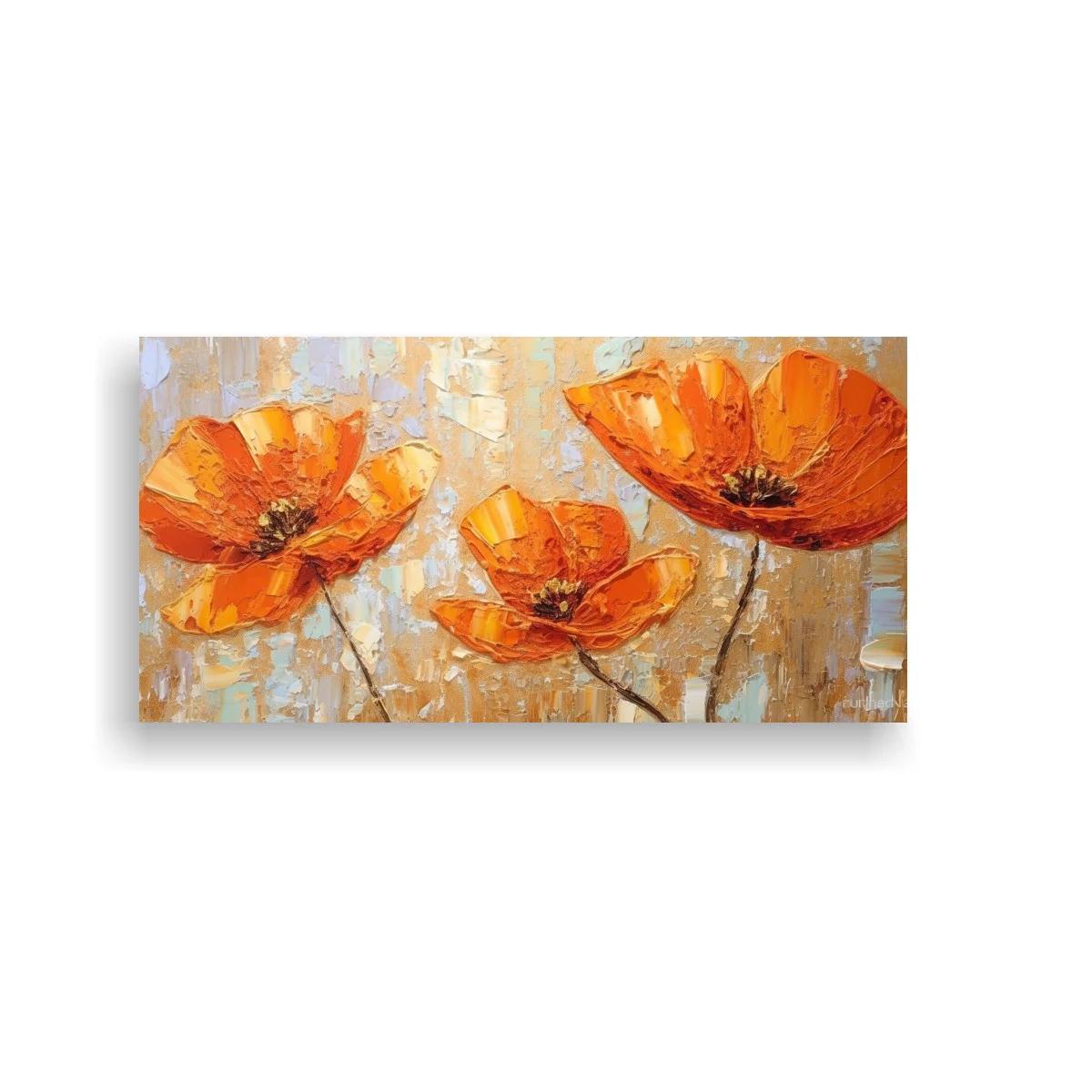 Cuadro amapolas naranjas con textura pictórica — imagen principal