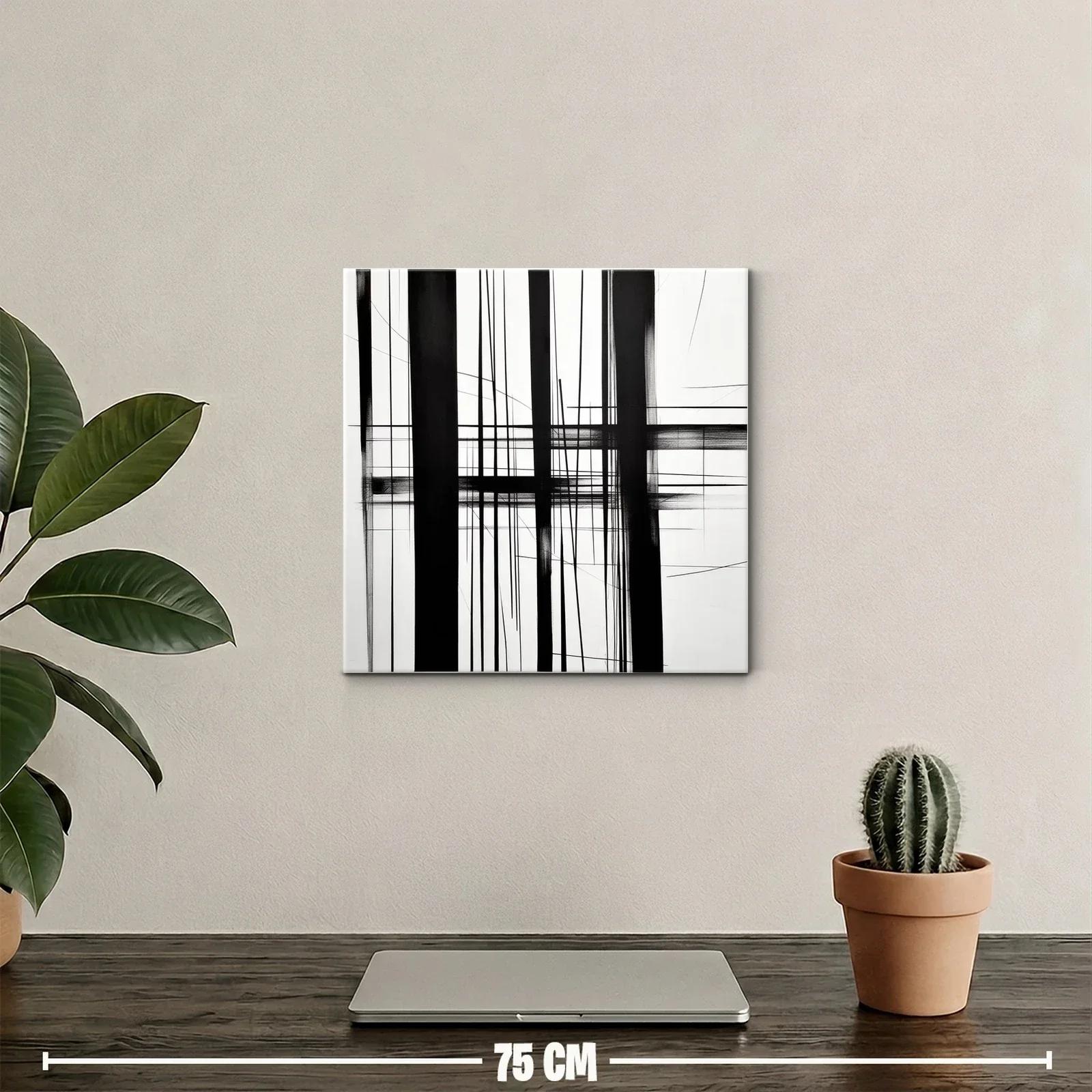 Composición abstracta en blanco y negro con líneas geométricas — miniatura 2