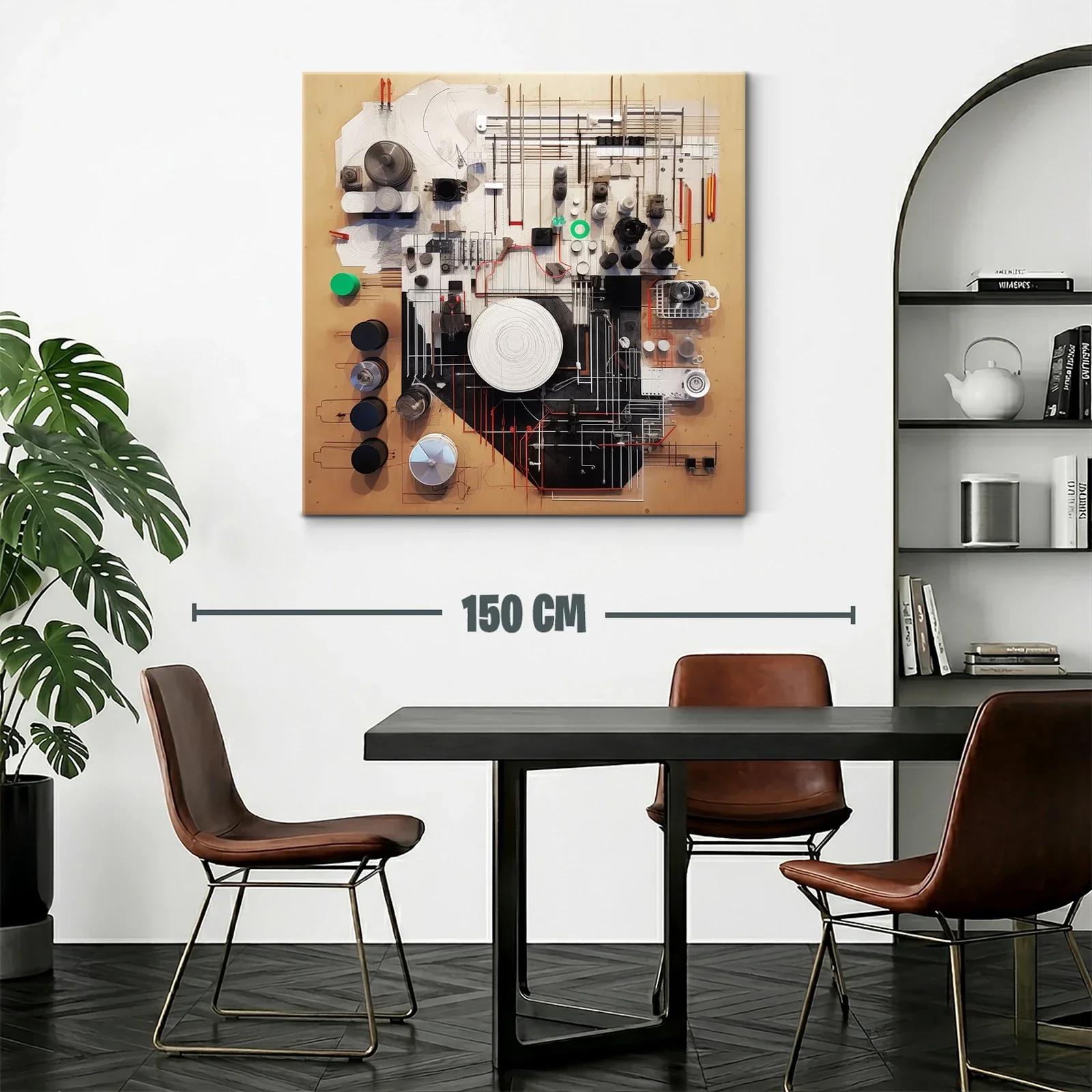 Cuadro abstracto con formas geométricas y texturas variadas — miniatura 2