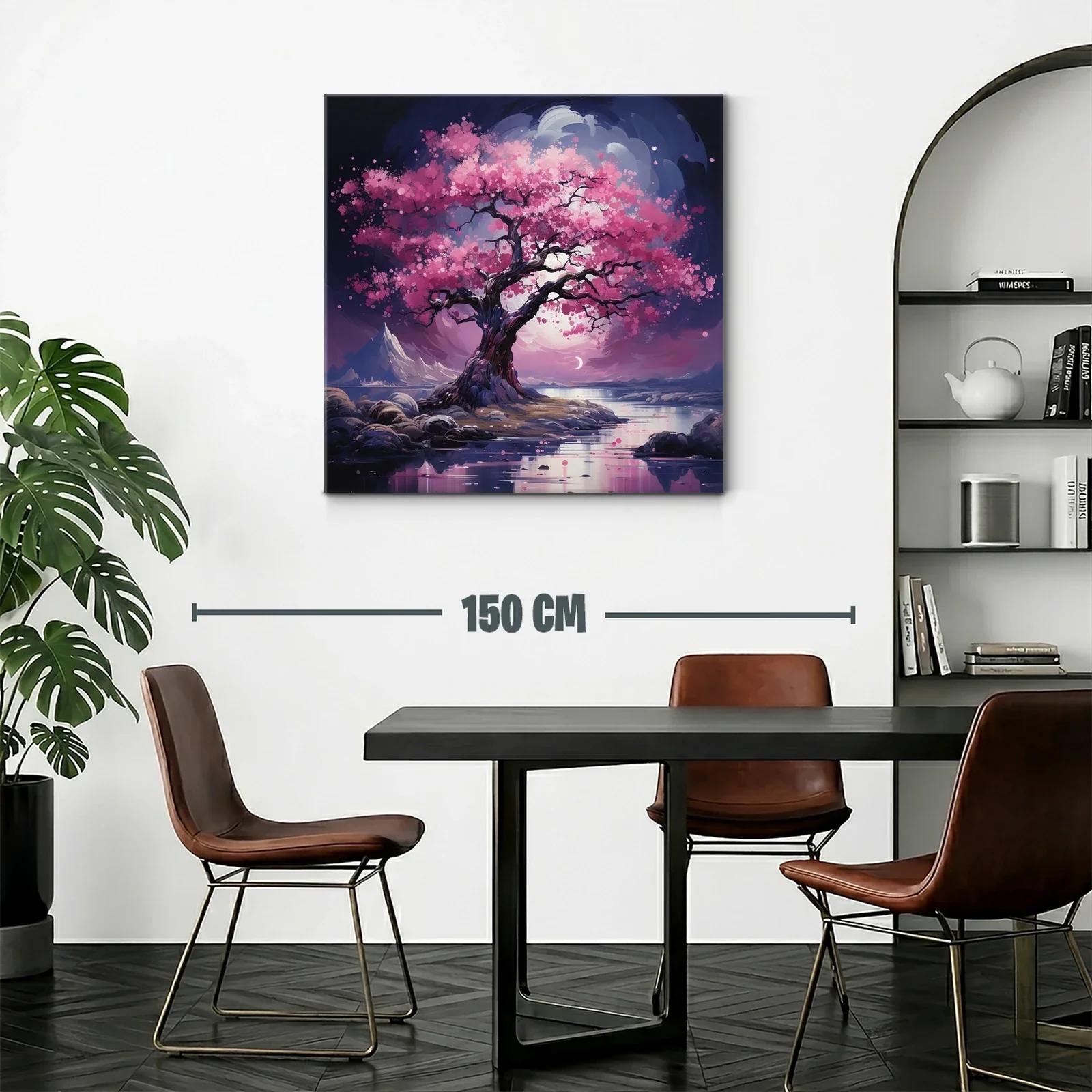 Árbol de Cerezo en Flor con Reflejos Nocturnos — miniatura 2