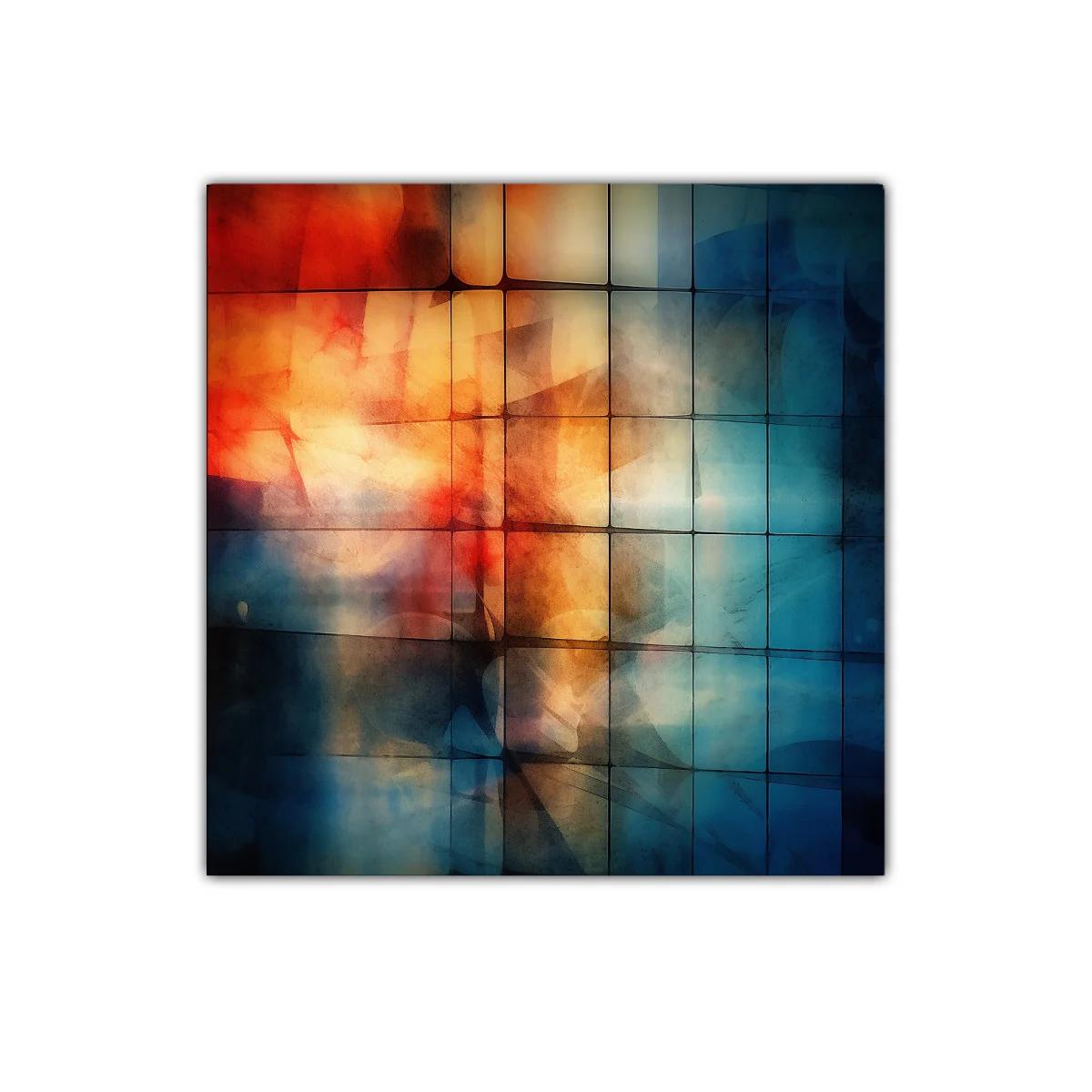 Cuadro abstracto con colores cálidos y fríos en armonía — imagen principal