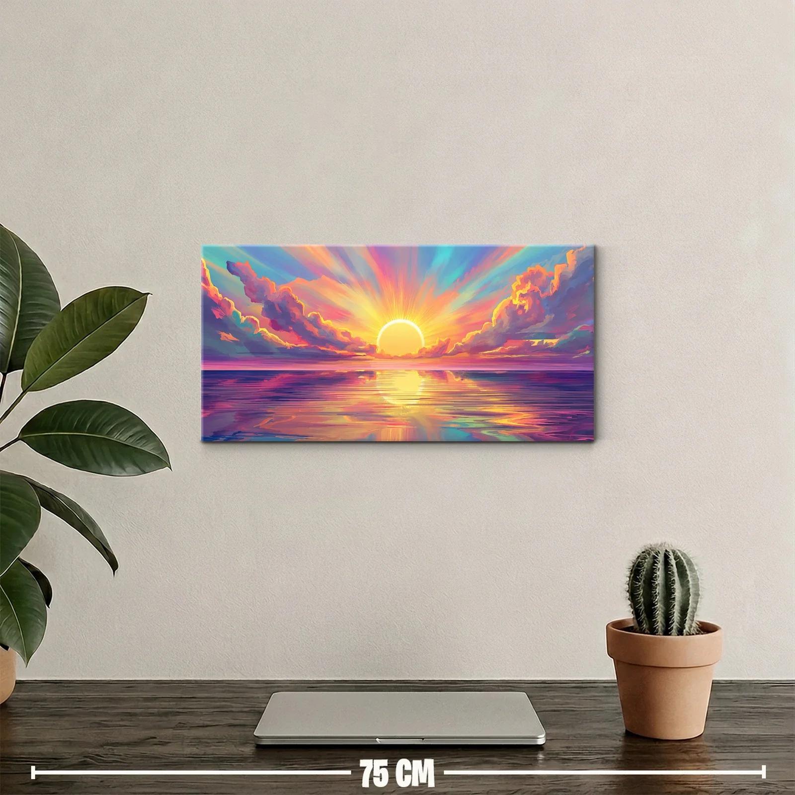 Cuadro atardecer sobre el mar con sol brillante — miniatura 2
