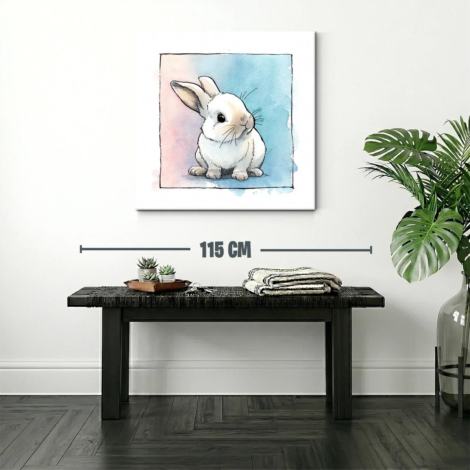 Dulce ilustración de conejo tierno en acuarela suave — miniatura 2