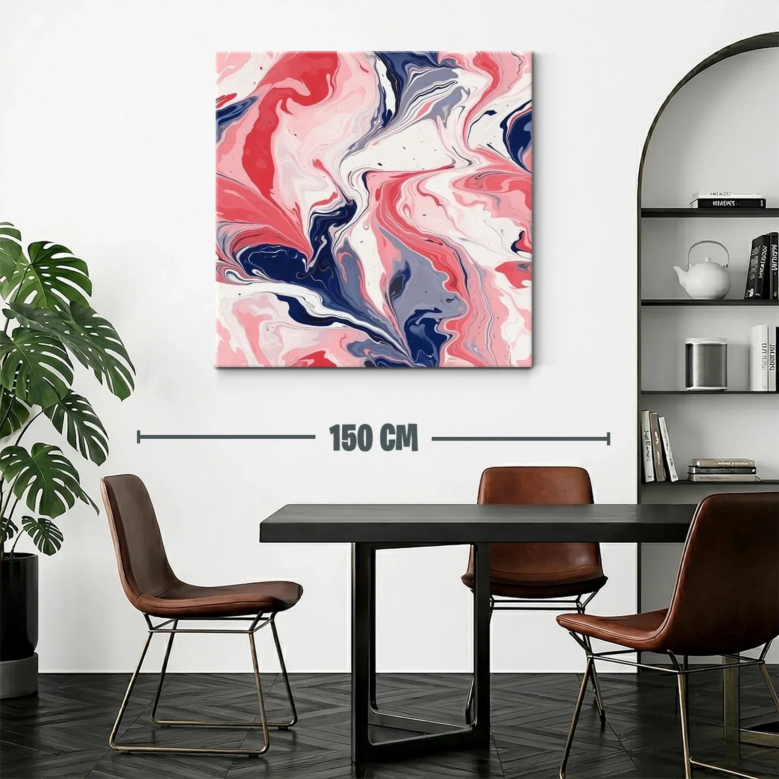 Cuadro abstracto con fluidas formas en tonos rosa y azul — miniatura 2