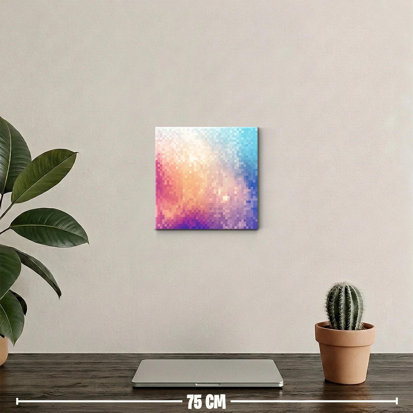 Cuadro abstracto con tonos cálidos y fríos armonizados — miniatura 2