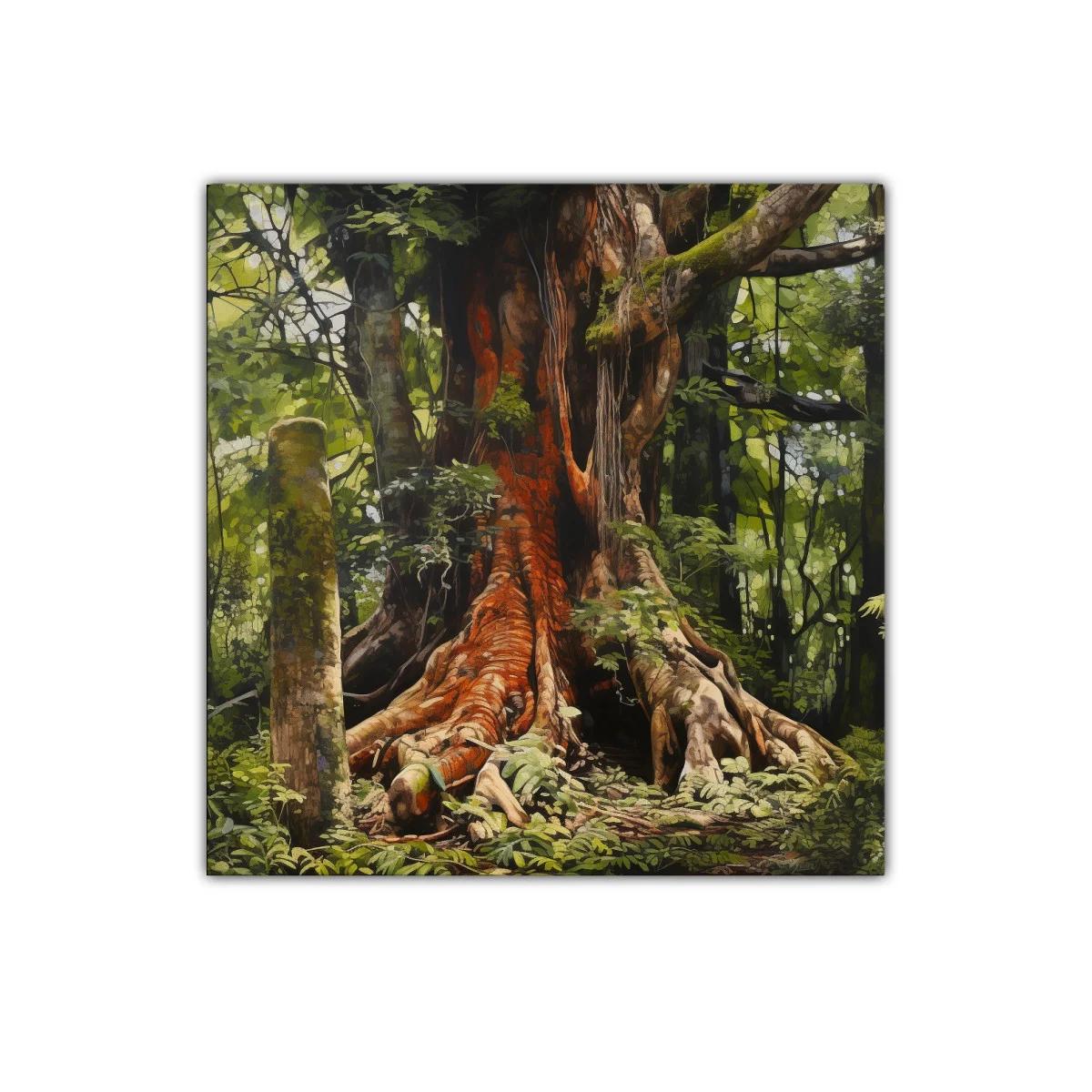 Majestuoso árbol con raíces aéreas en bosque tropical verde — miniatura 1