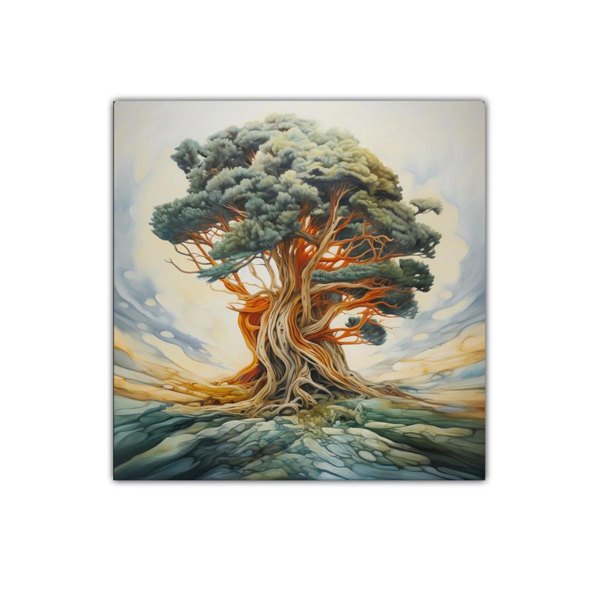 Imponente árbol de raíces entrelazadas en tonos cálidos — miniatura 1