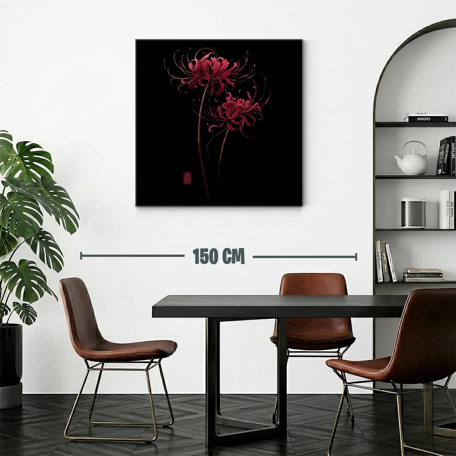 Flor roja sobre fondo negro en diseño elegante y delicado — miniatura 2