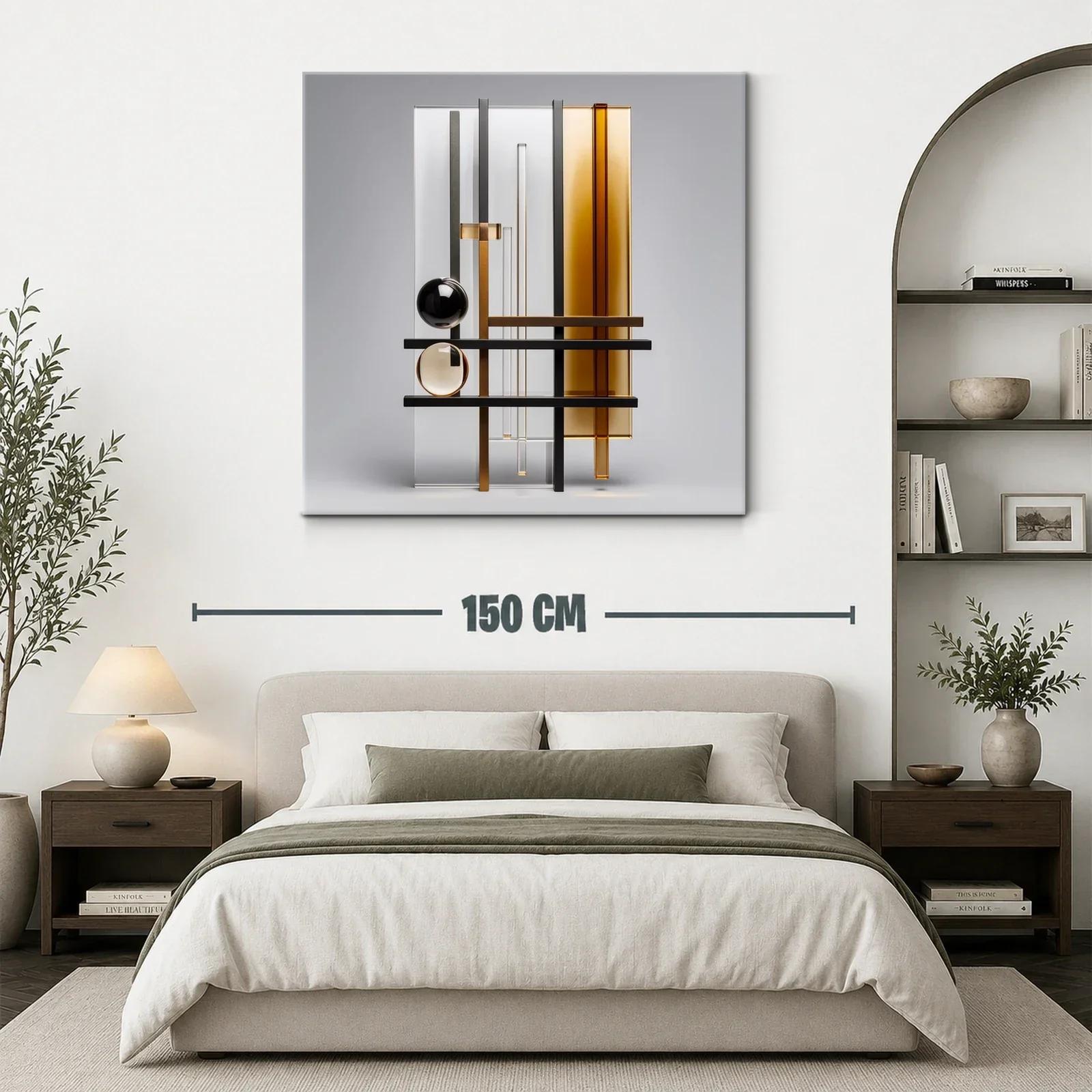 Composición geométrica moderna con tonos ámbar y negro — miniatura 3
