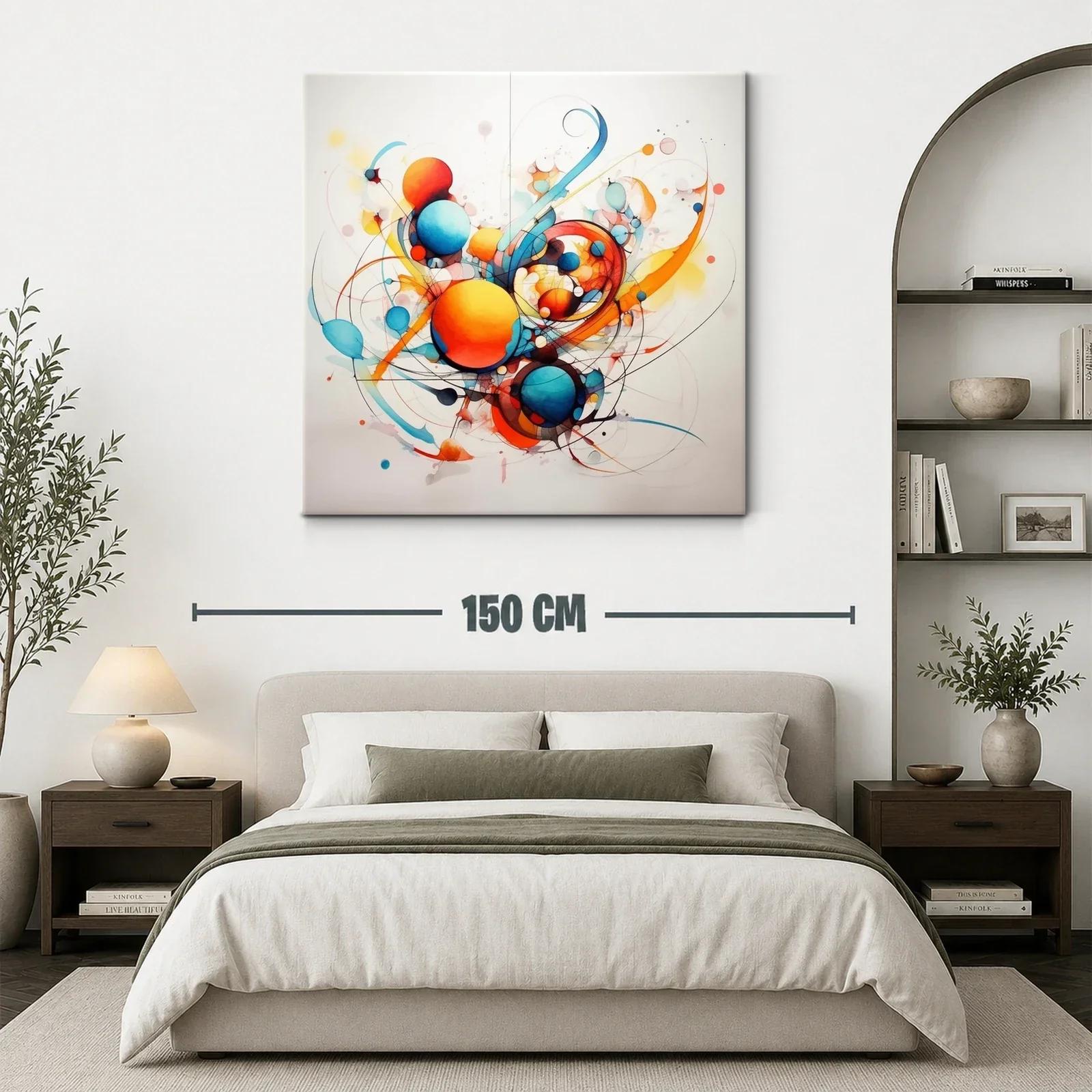 Cuadro Abstracto con Esferas en Tonos Cálidos y Fríos — miniatura 3