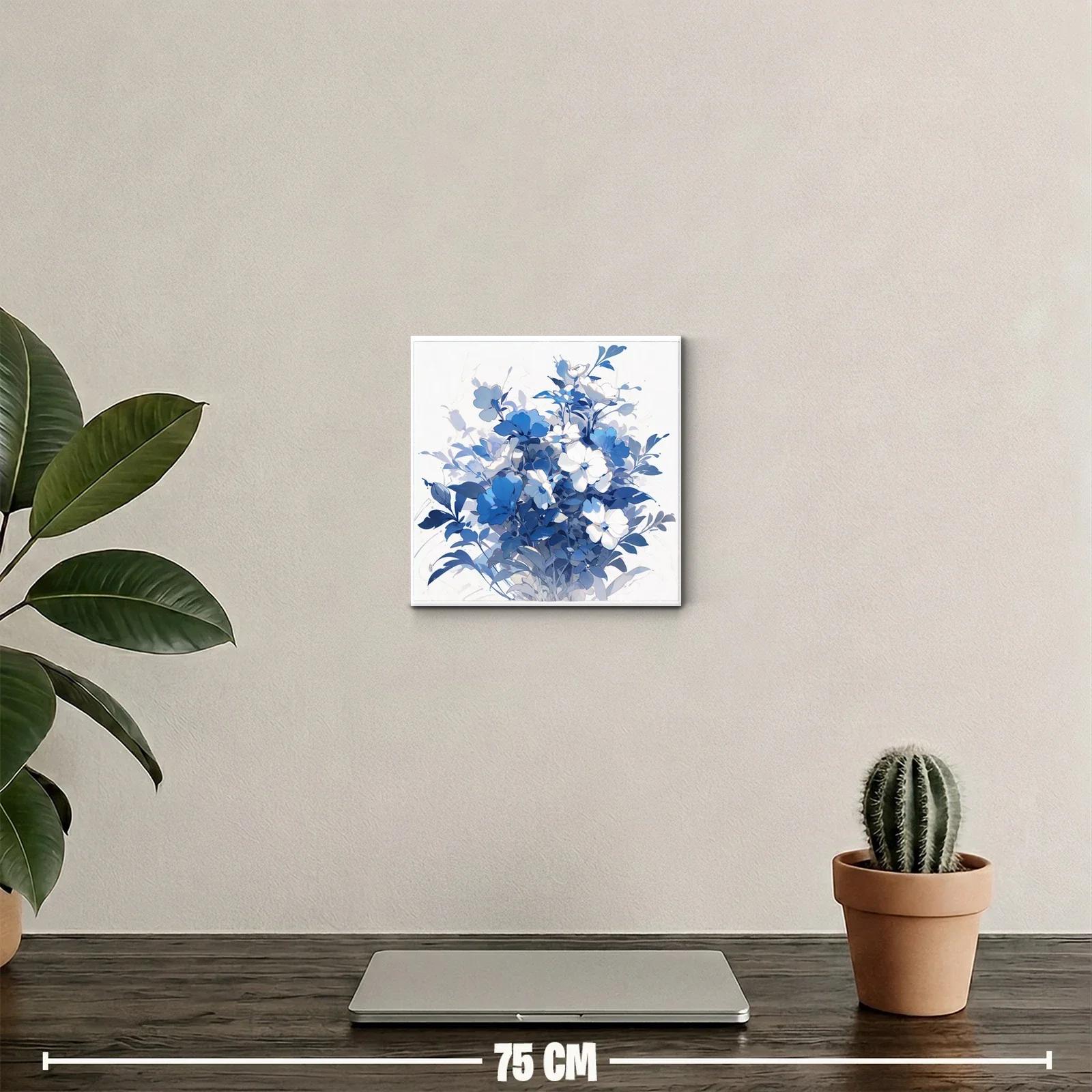 Cuadro floral en tonos azules y blancos elegante y sereno — miniatura 2
