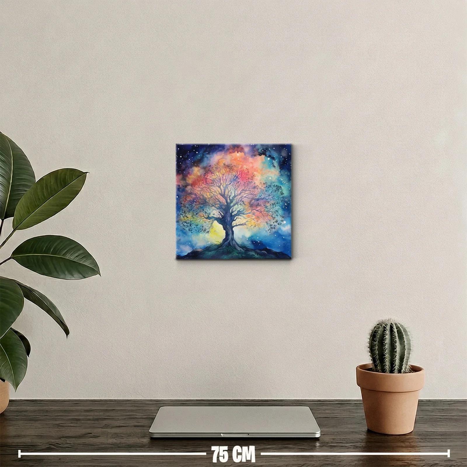 Árbol multicolor con fondo estrellado y nebular — miniatura 2