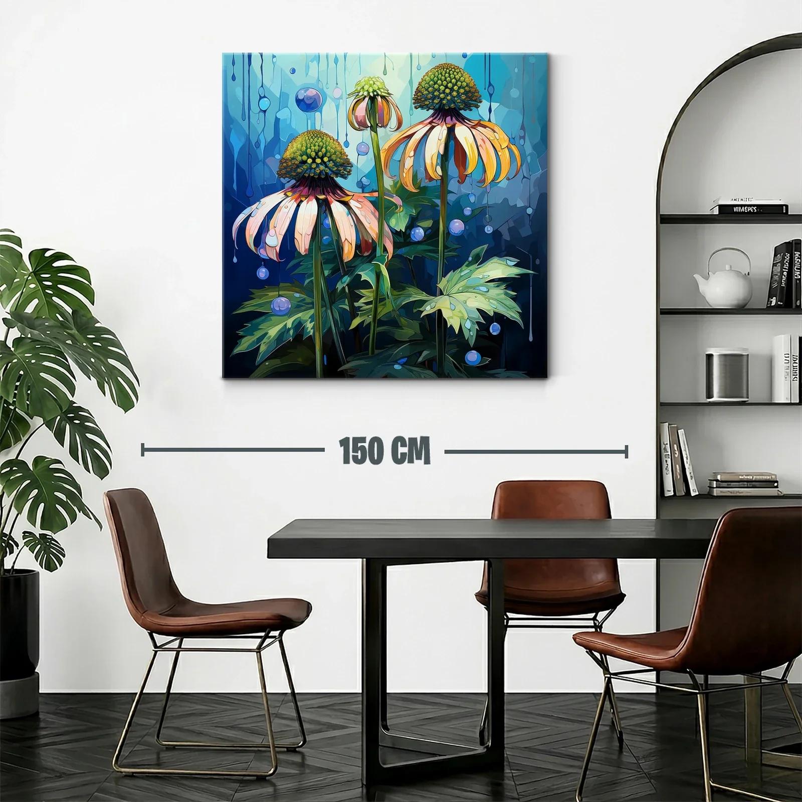 Flores abstractas en tonalidades frías y cálidas vibrantes — miniatura 2