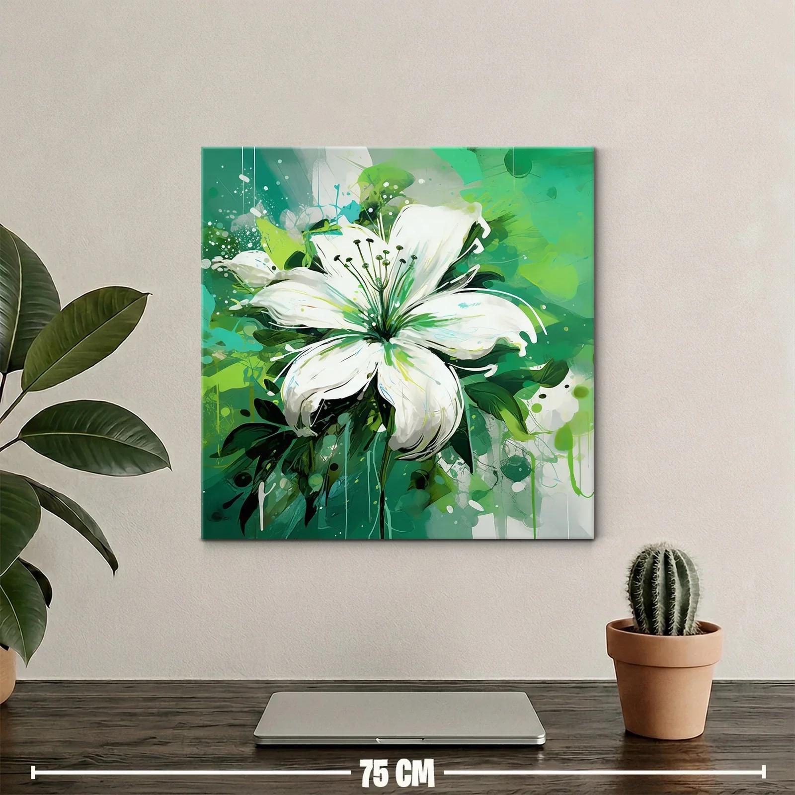 Imponente flor blanca sobre fondo verde vibrante — miniatura 2