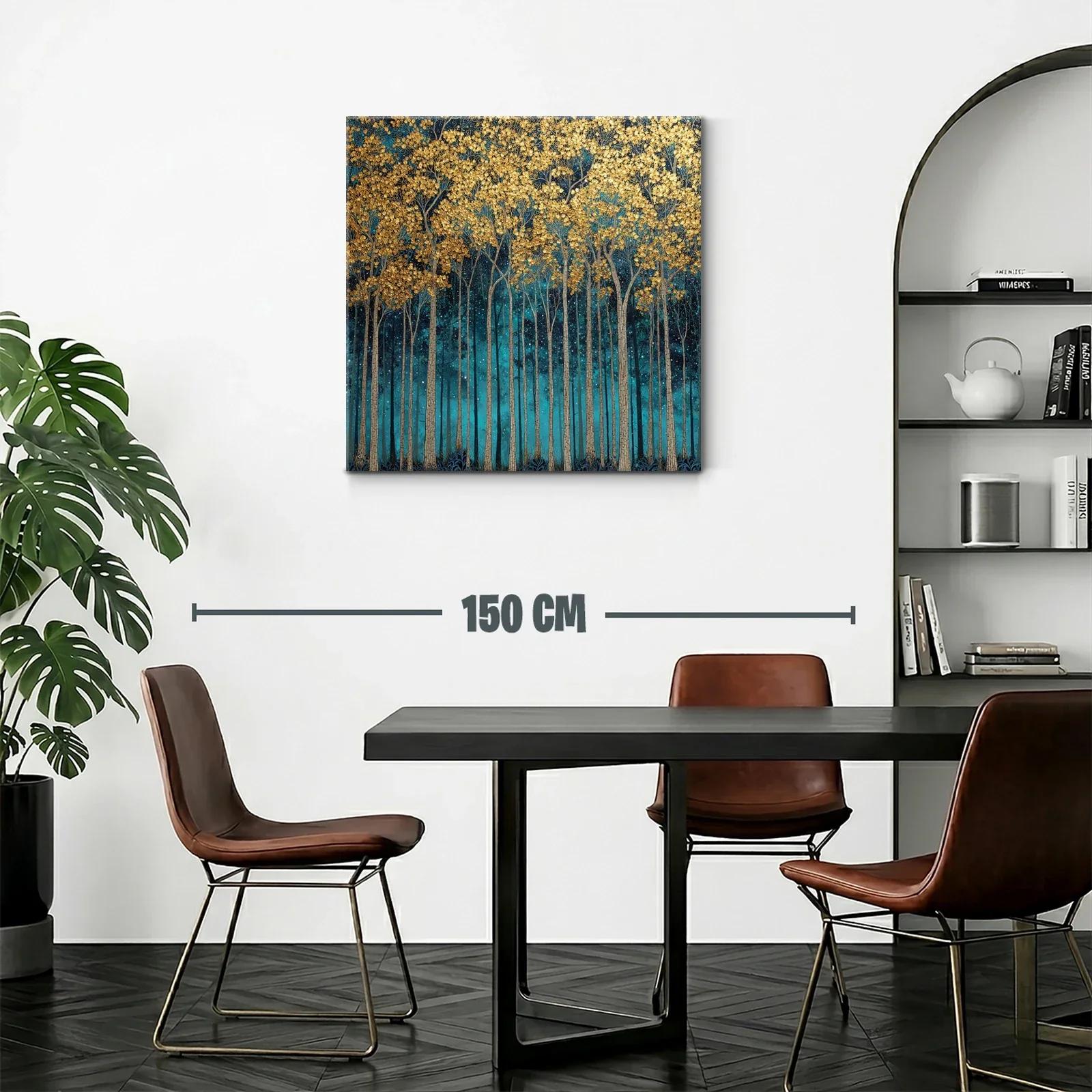 Bosque dorado bajo un cielo estrellado azul intenso — miniatura 2
