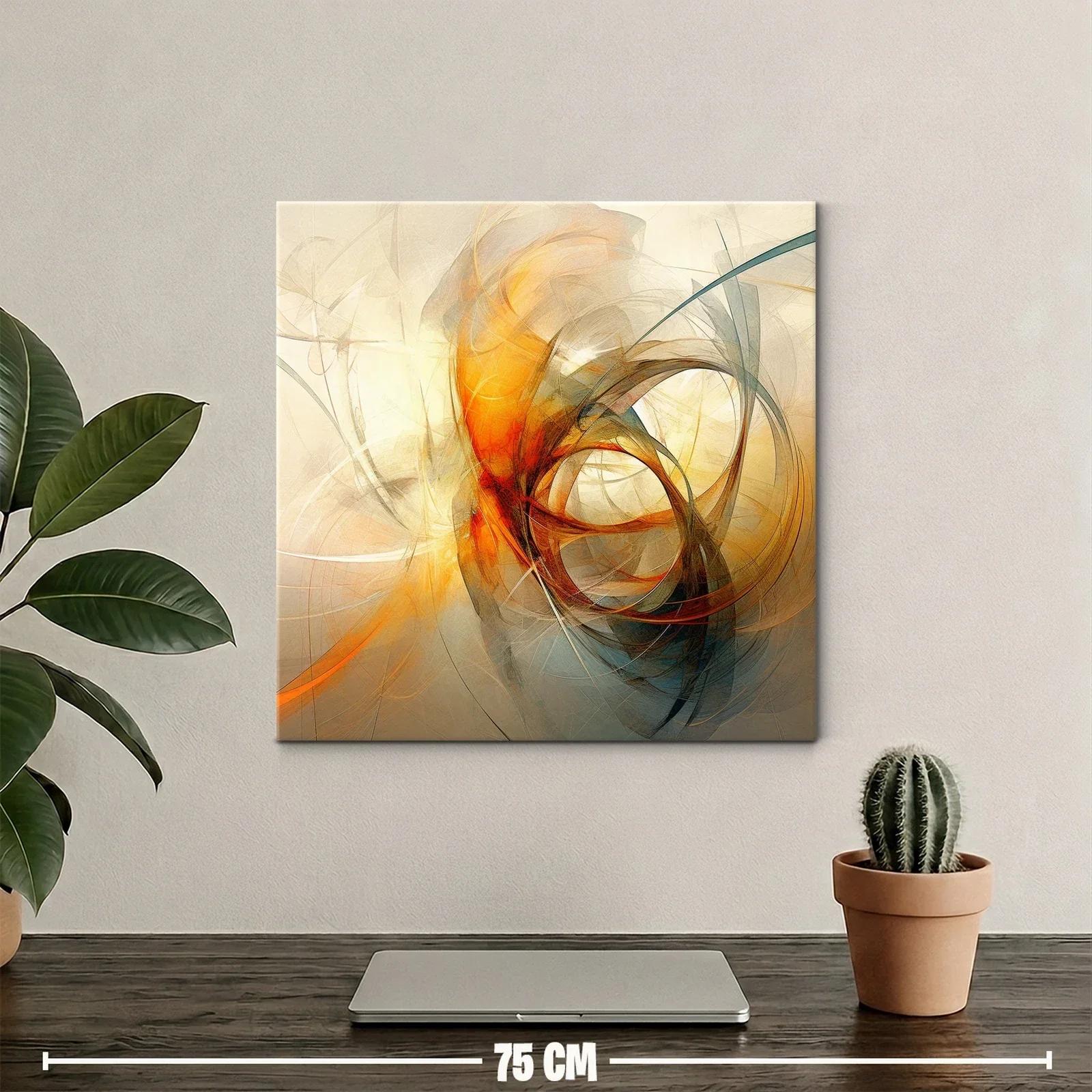 Cuadro Abstracto en Tonos Cálidos con Formas Dinámicas — miniatura 2