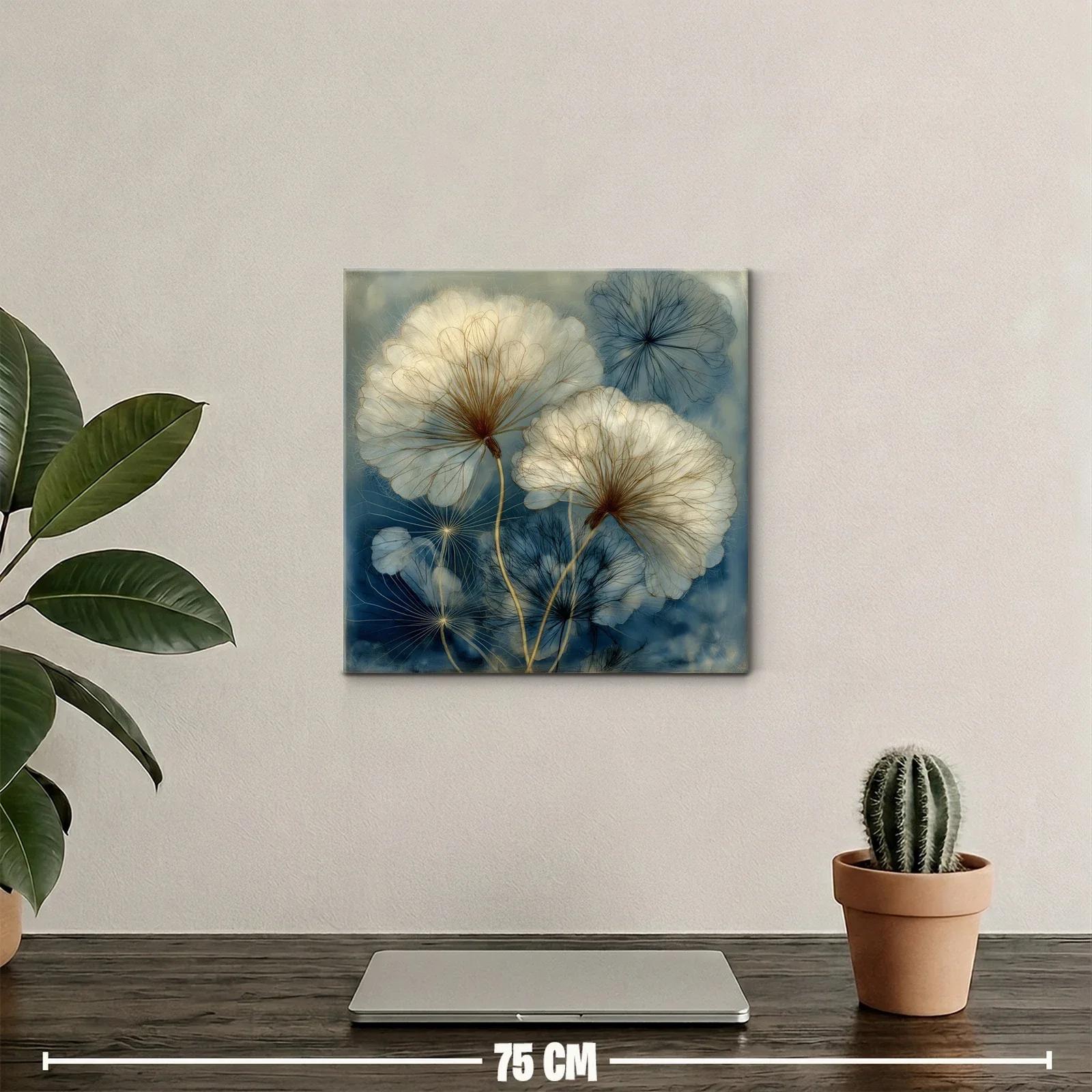 Delicadas flores en tonos beige y azul para un ambiente sereno — miniatura 2