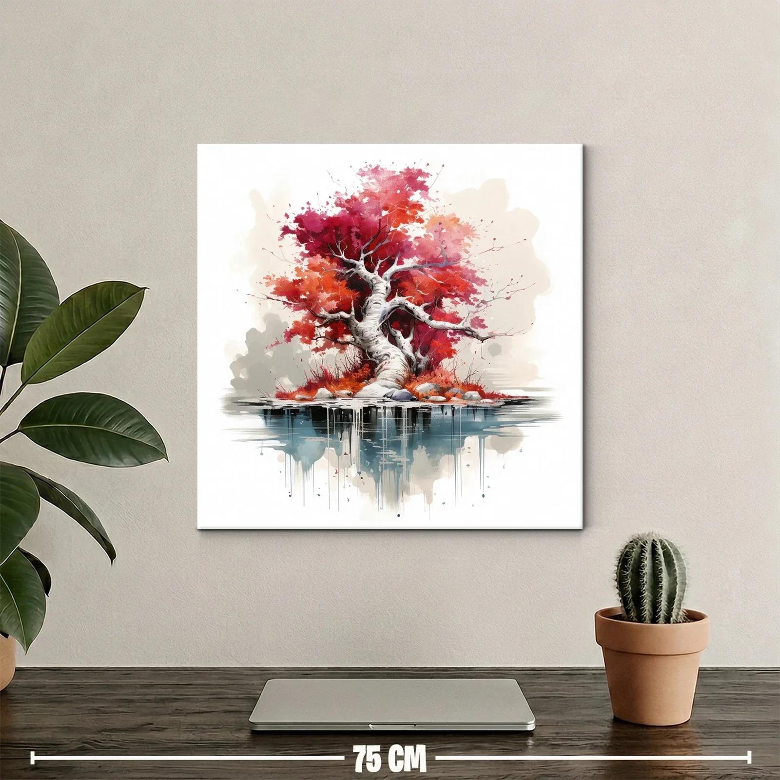 Árbol de otoño con reflejo en agua llamativo y sereno — miniatura 2