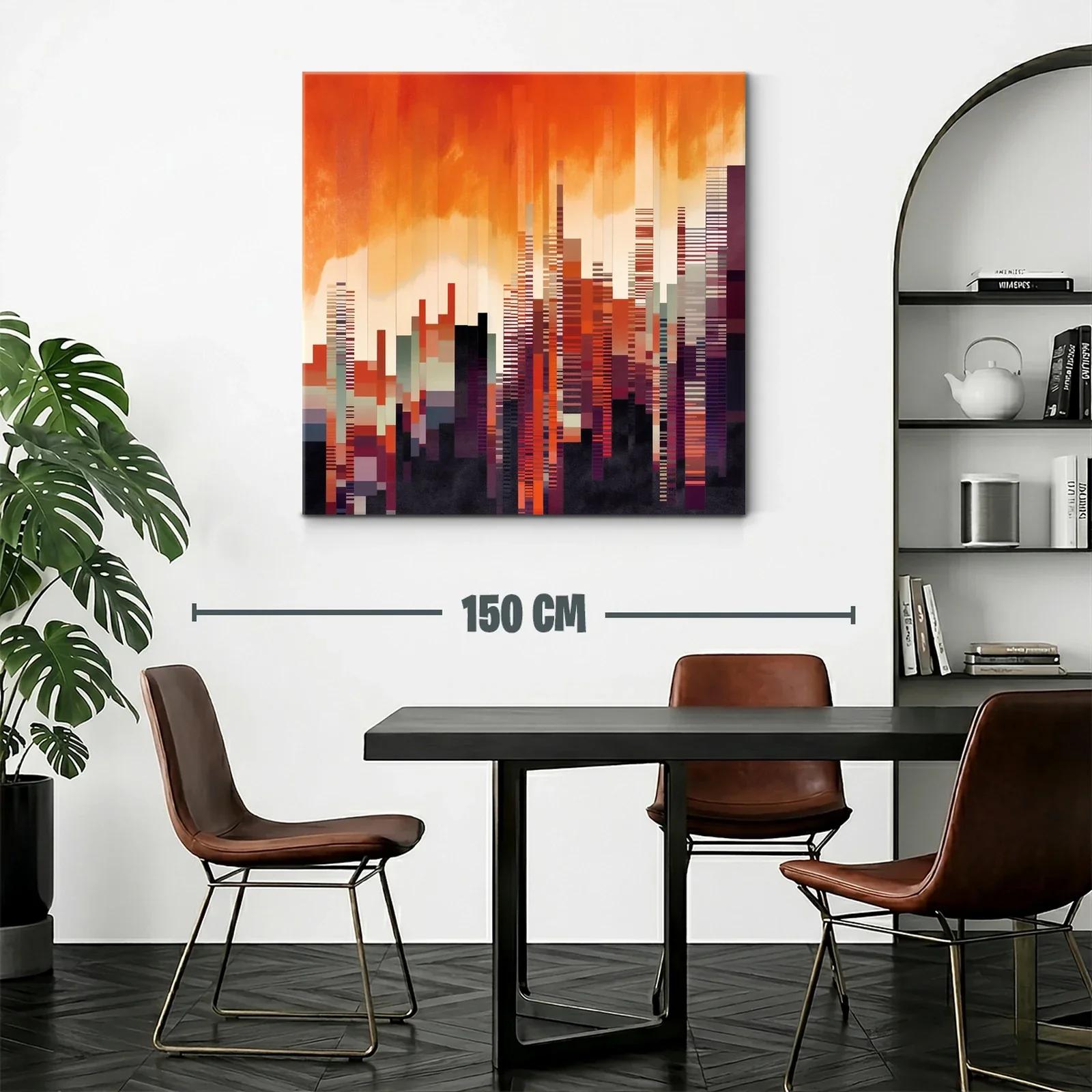 Ciudad abstracta al atardecer vibrante y geométrica — miniatura 2