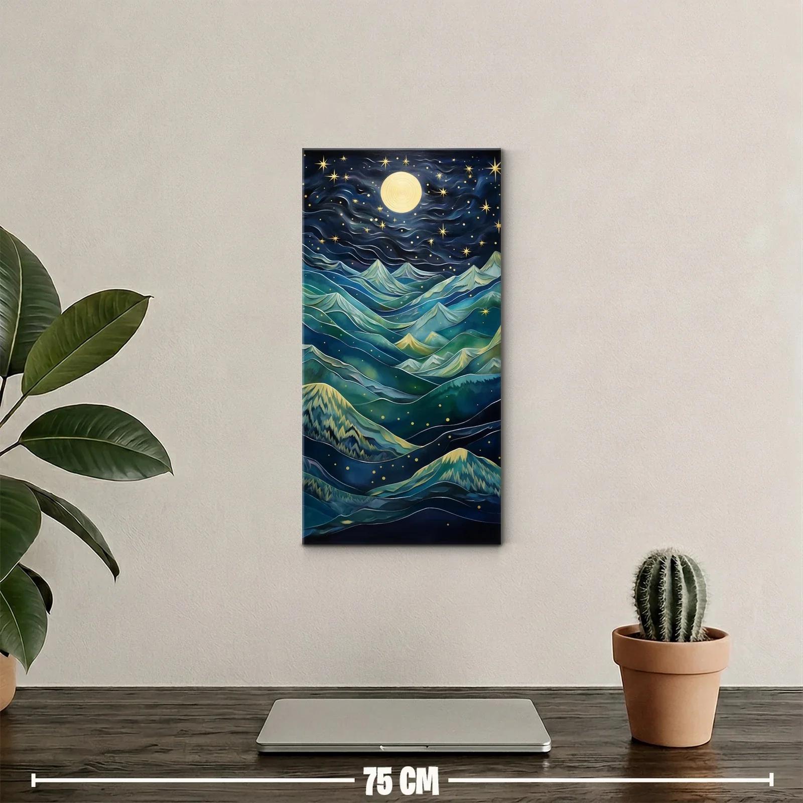 Cuadro paisaje de montañas bajo la luna llena — miniatura 2