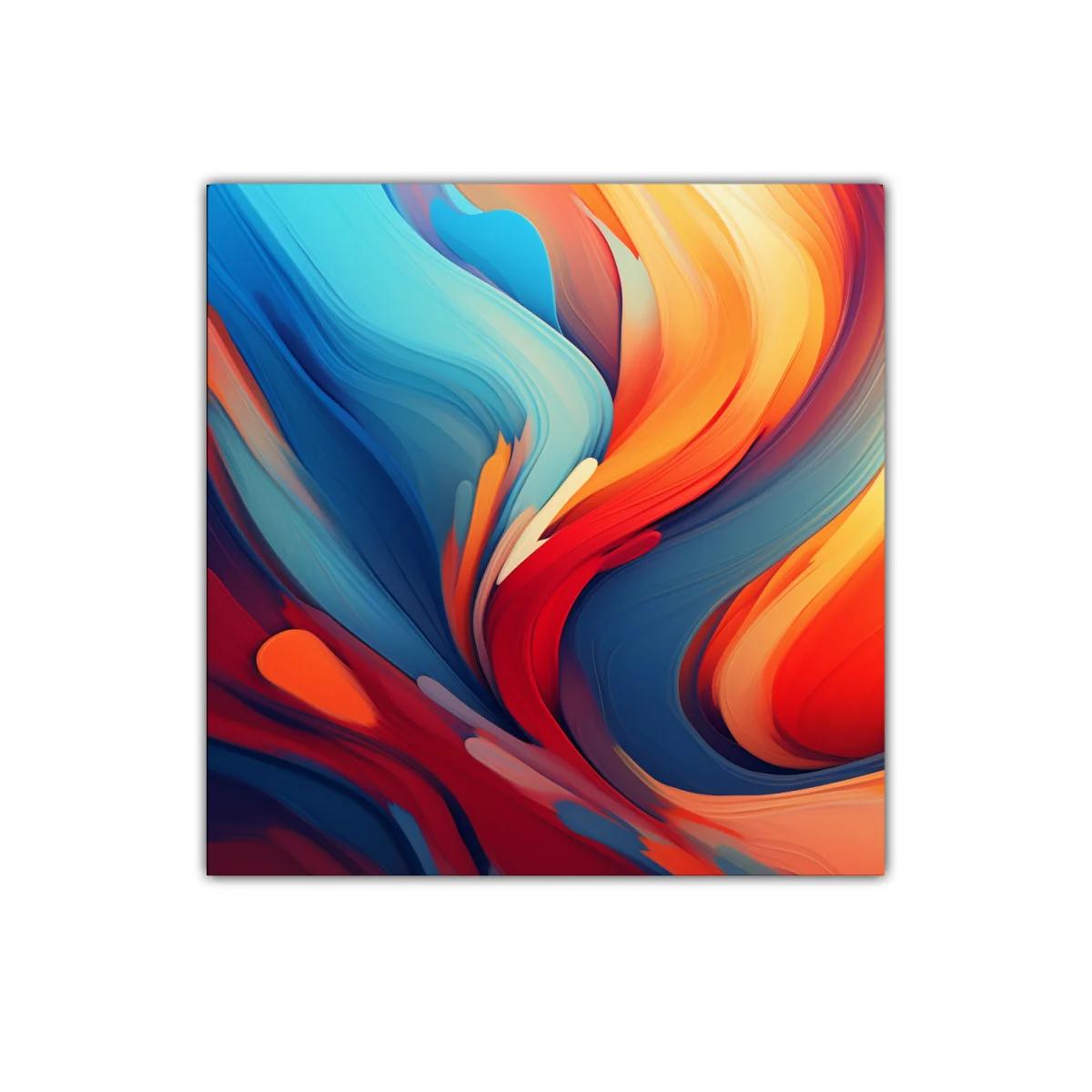 Composición fluida con vibrantes tonos rojos y azules — imagen principal