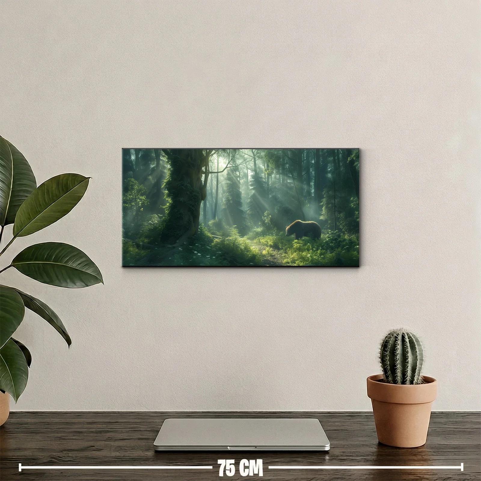 Cuadro oso en bosque con rayos de luz filtrada — miniatura 2