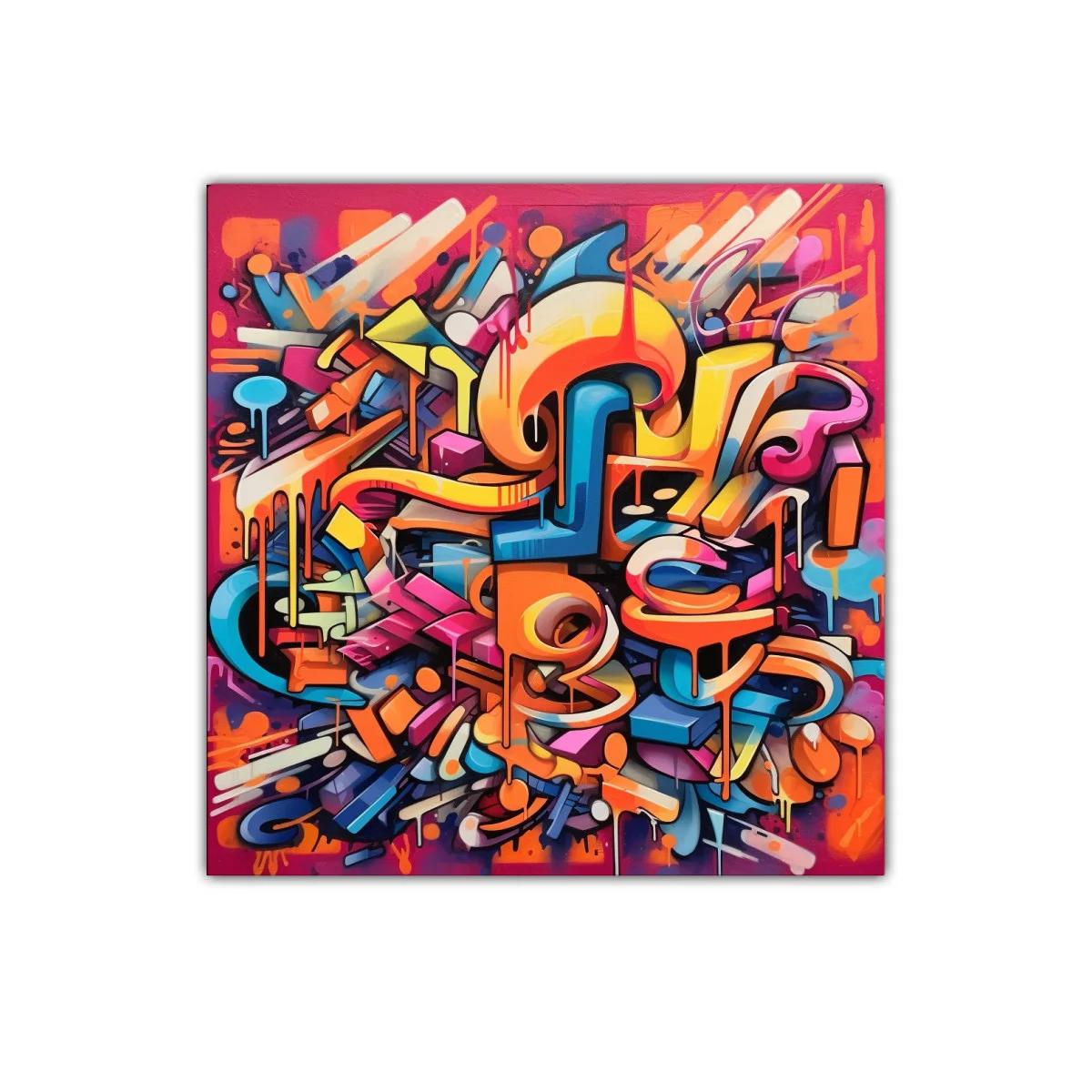 Cuadro abstracto vibrante con formas y colores intensos — miniatura 1