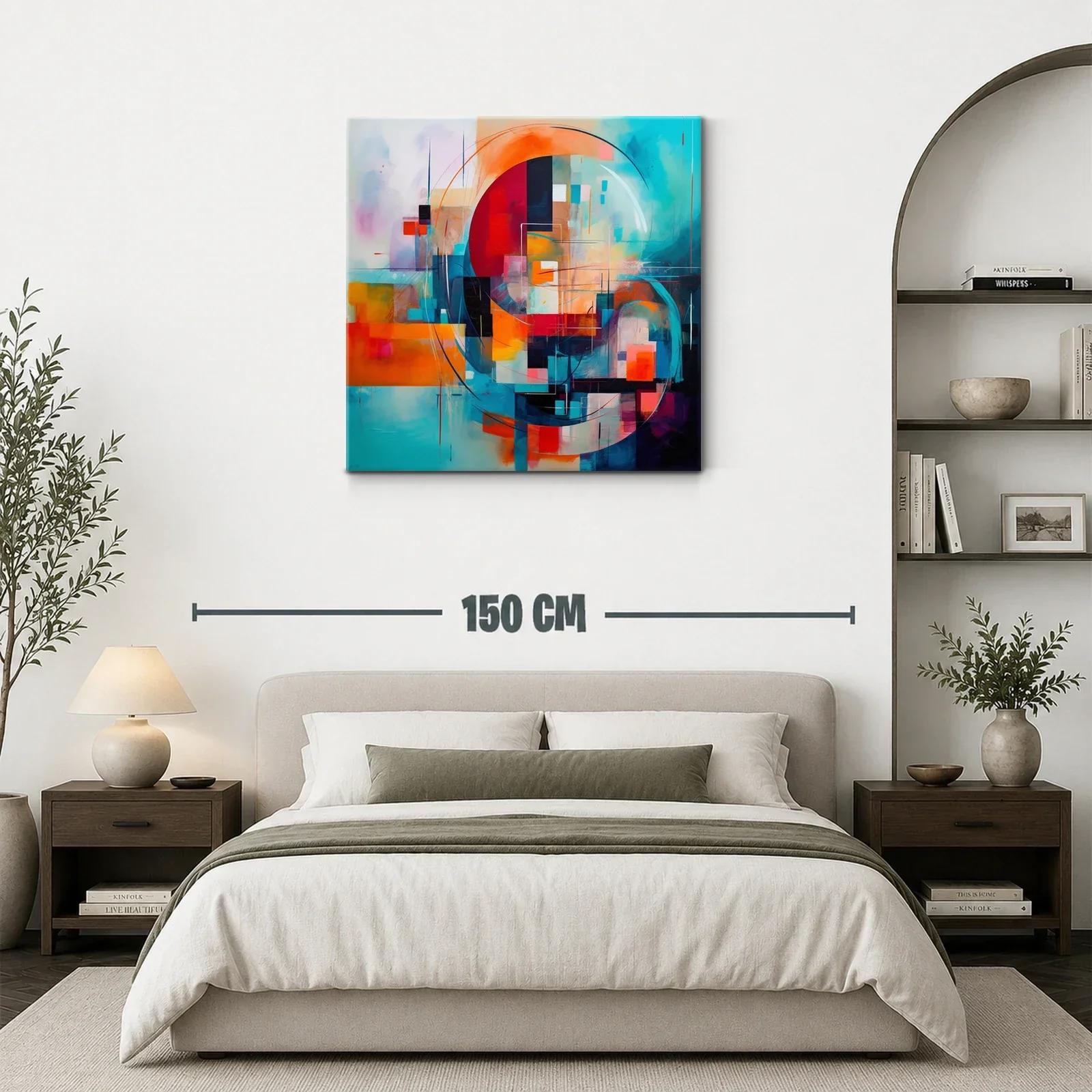 Cuadro abstracto con formas circulares en tonos vibrantes — miniatura 3