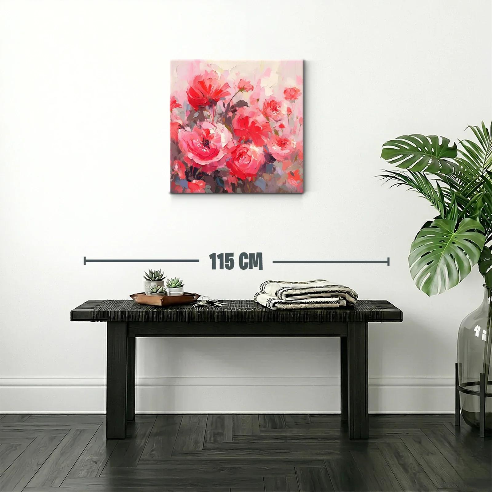 Cuadro floral con explosión de rosas en tonos rojos y rosas — miniatura 2