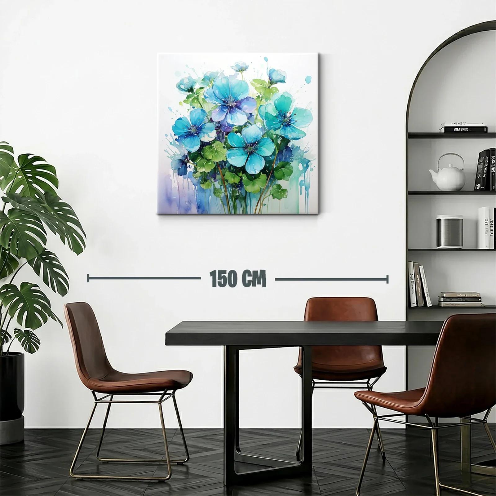 Flores azules vibrantes con hojas verdes frescas — miniatura 2