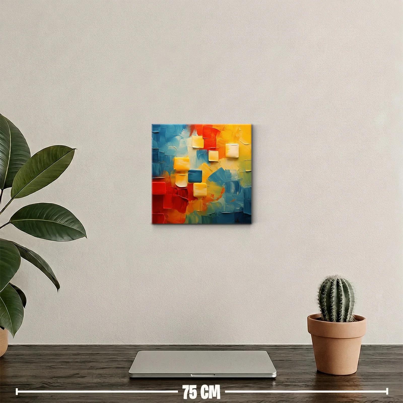 Cuadro abstracto con vibrantes tonos cálidos y fríos — miniatura 2