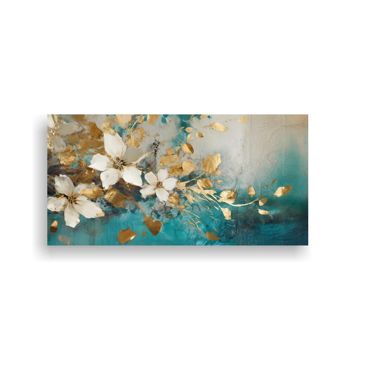 Cuadro flores blancas con brotes dorados — imagen principal