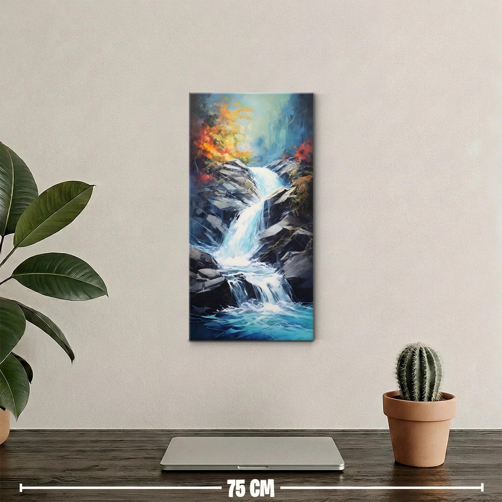 Cuadro cascada de varios niveles entre rocas oscuras — miniatura 2
