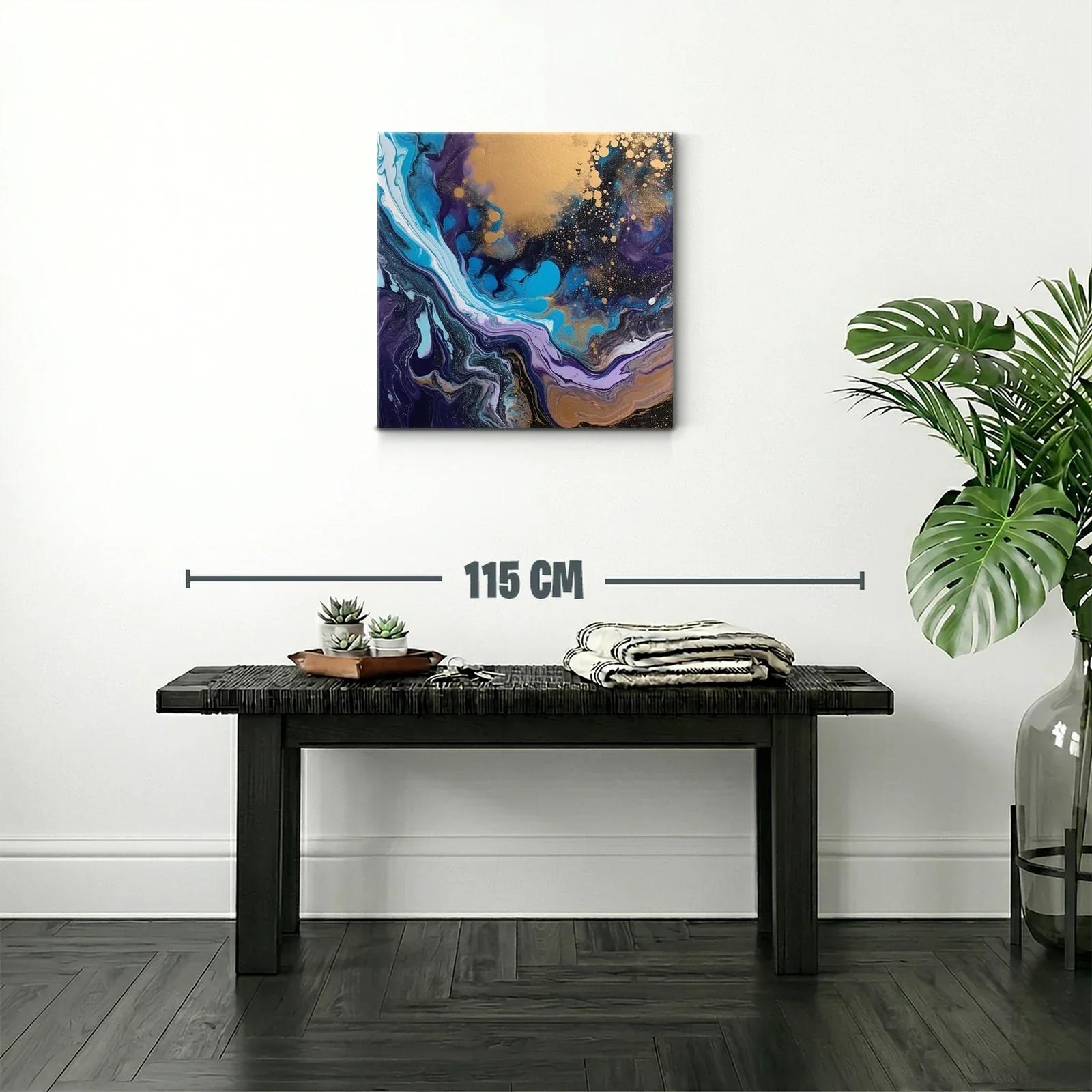 Composición abstracta en tonos azulados y dorados vibrantes — miniatura 2