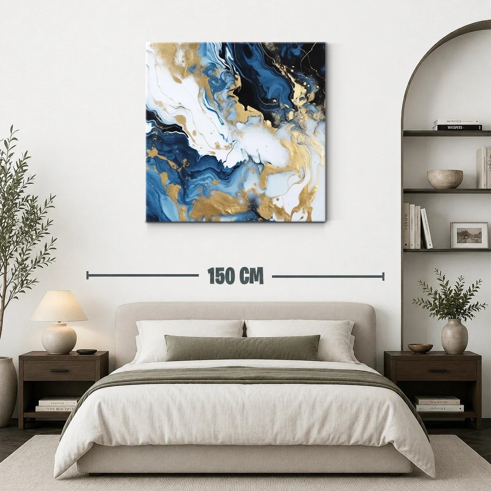 Arte abstracto en tonos azules con destellos dorados llamativos — miniatura 3