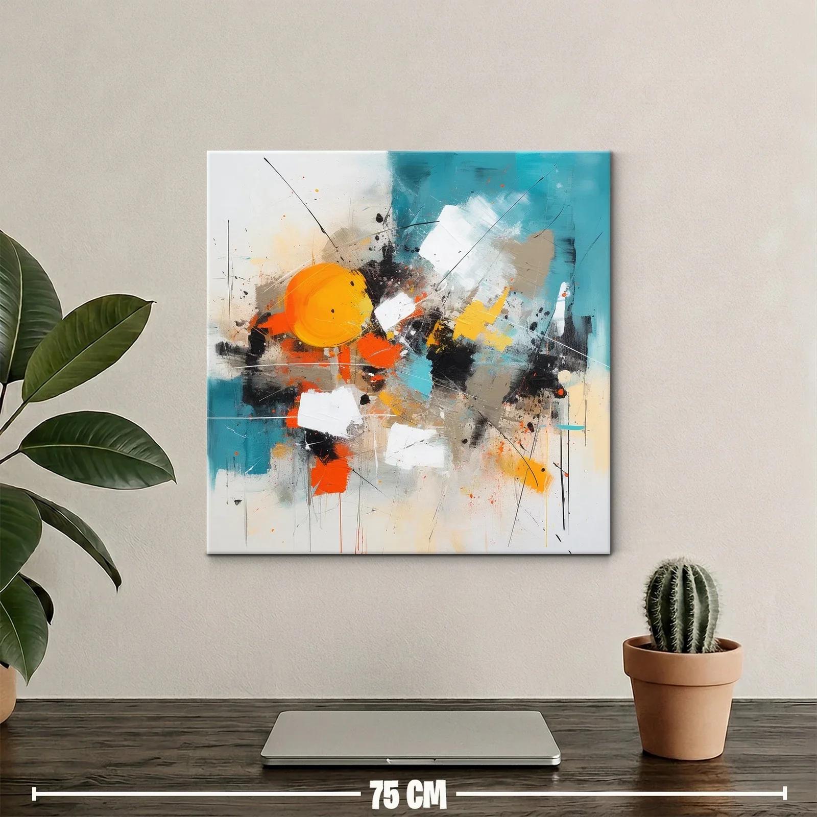 Cuadro abstracto con vibrantes tonos cálidos y fríos — miniatura 2