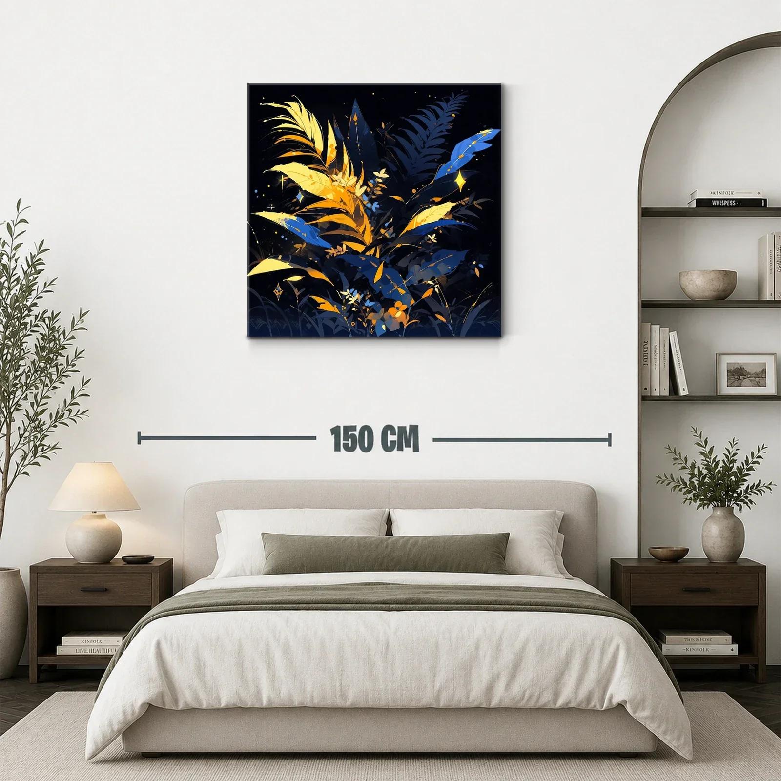 Ramillete luminoso de hojas en tonos azules y dorados — miniatura 3