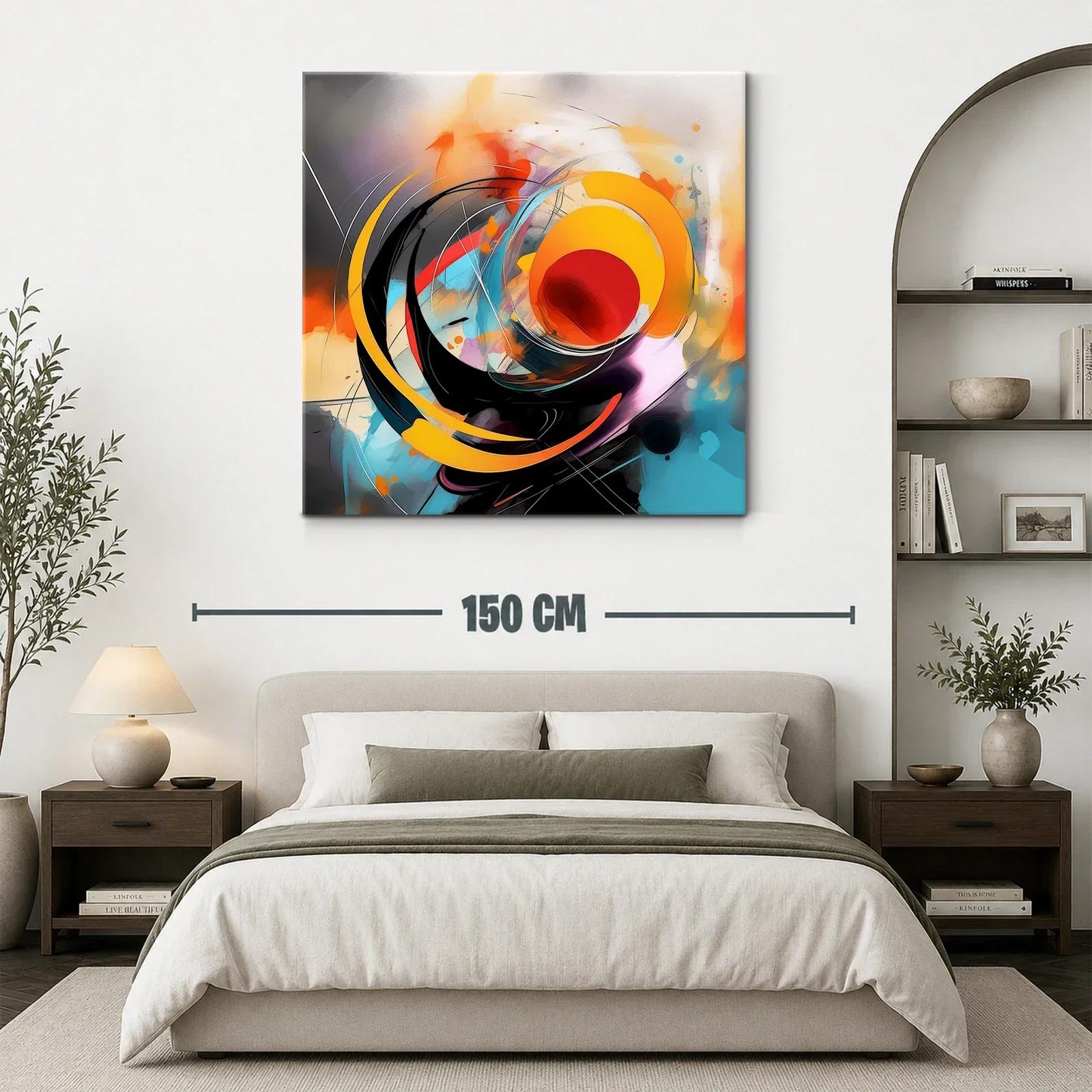 Cuadro abstracto en vibrantes tonos cálidos y fríos — miniatura 3