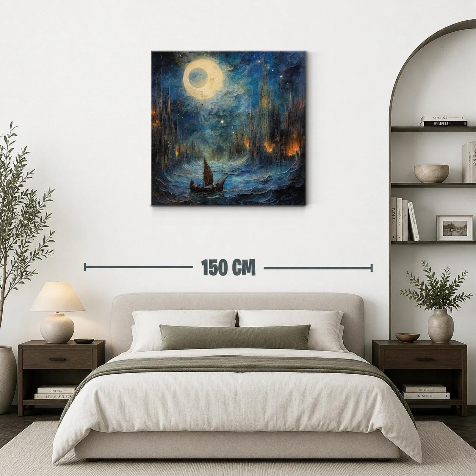 Navegando bajo la luna en ciudad de fantasía nocturna — miniatura 3